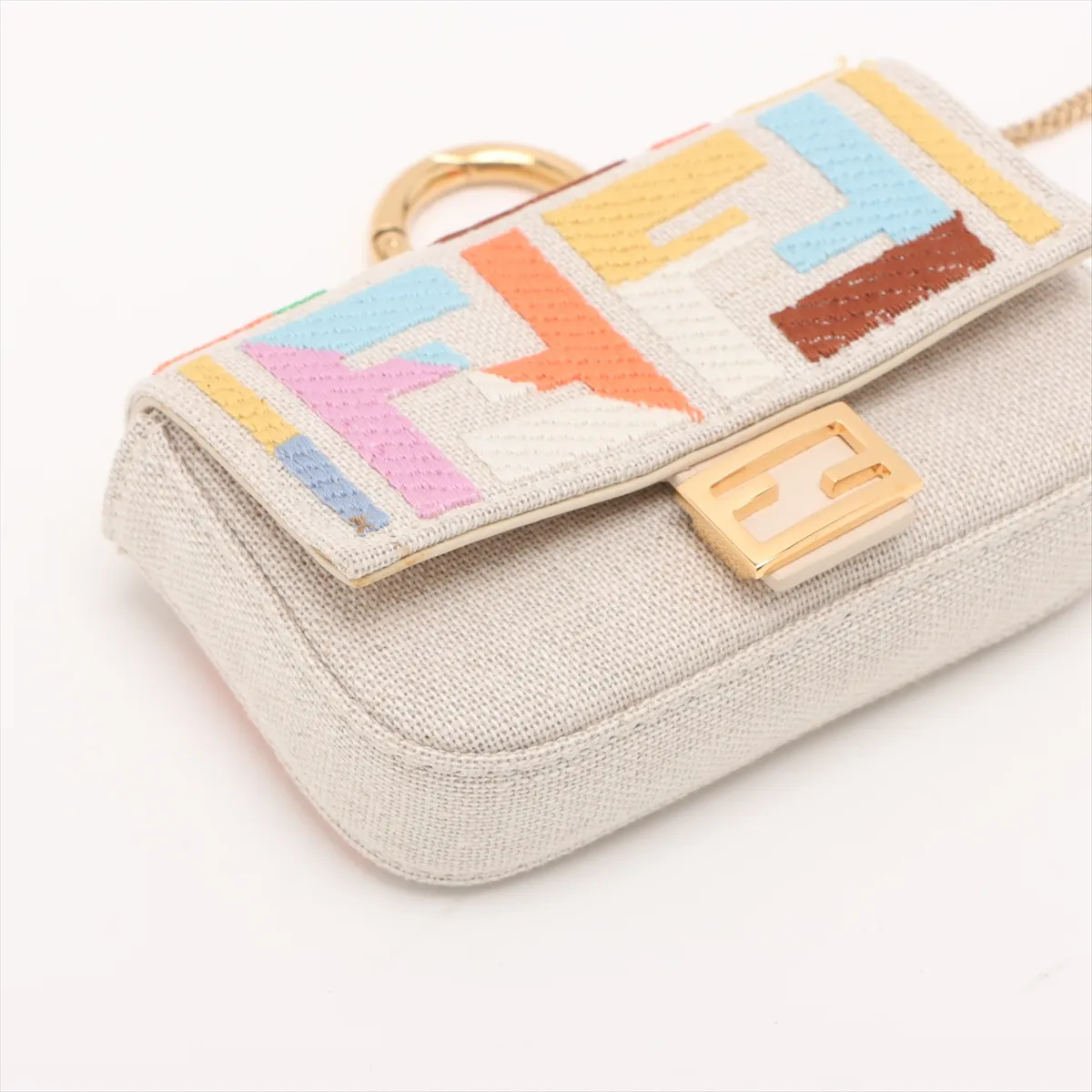 Zucca Nano Bucket Canvas Chain Shoulder Bag Beige 7AR844 — view 4