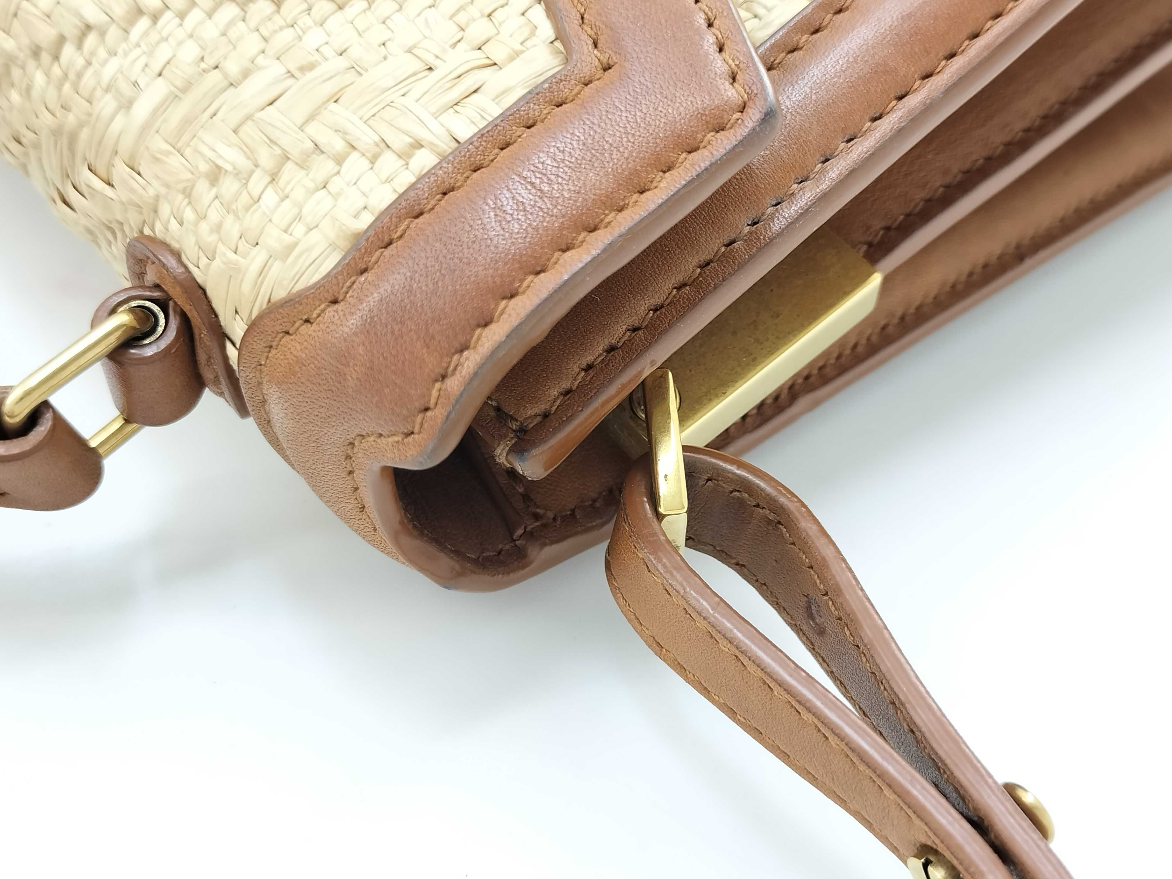 FR- Paris Cassandra Raffia x leather 2-way Handbag Beige 623930 (Handbag) — view 5