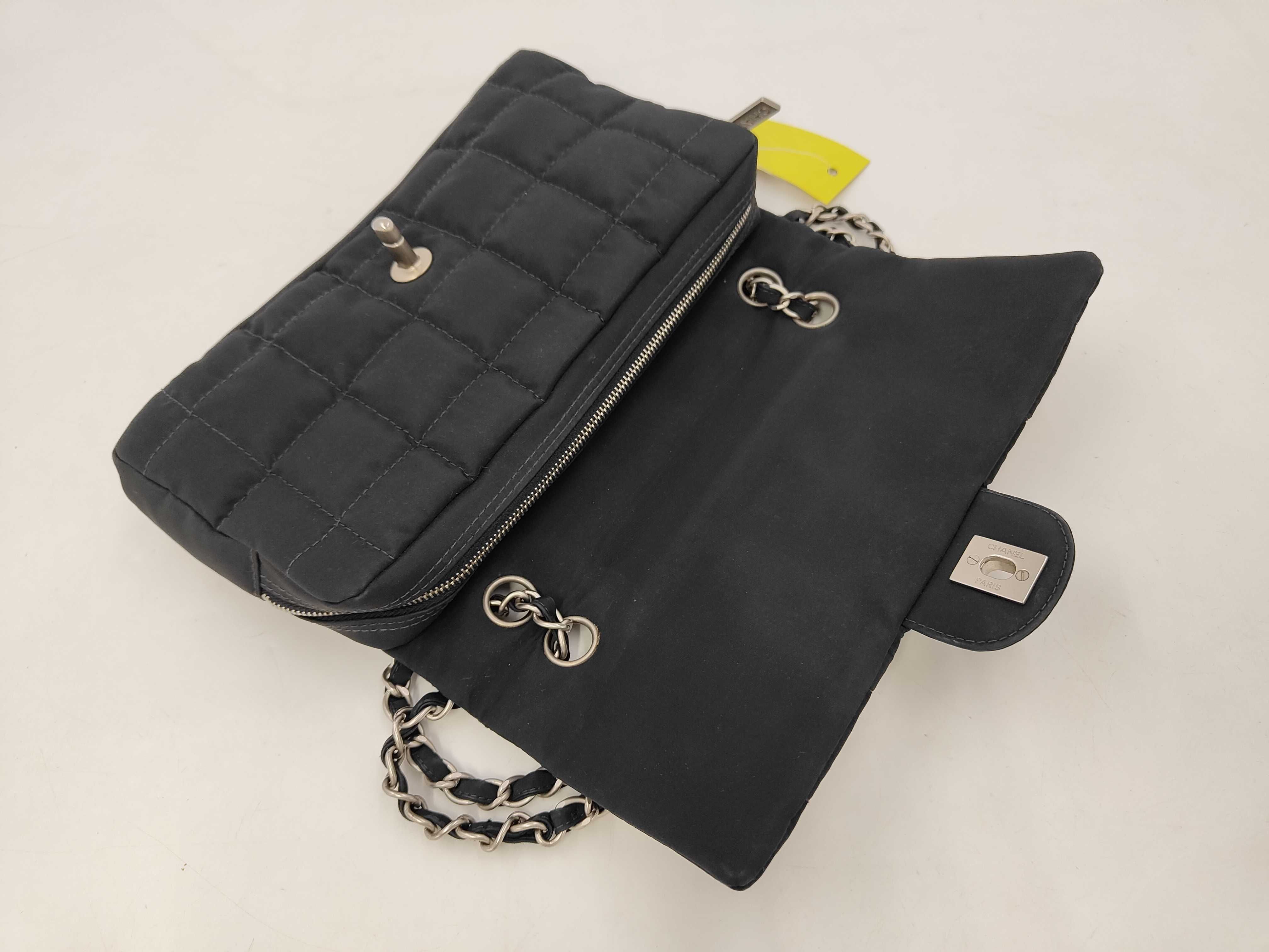 Chocolate Bar Nylon Chain Shoulder Bag, Black Shoulder Bag — view 8