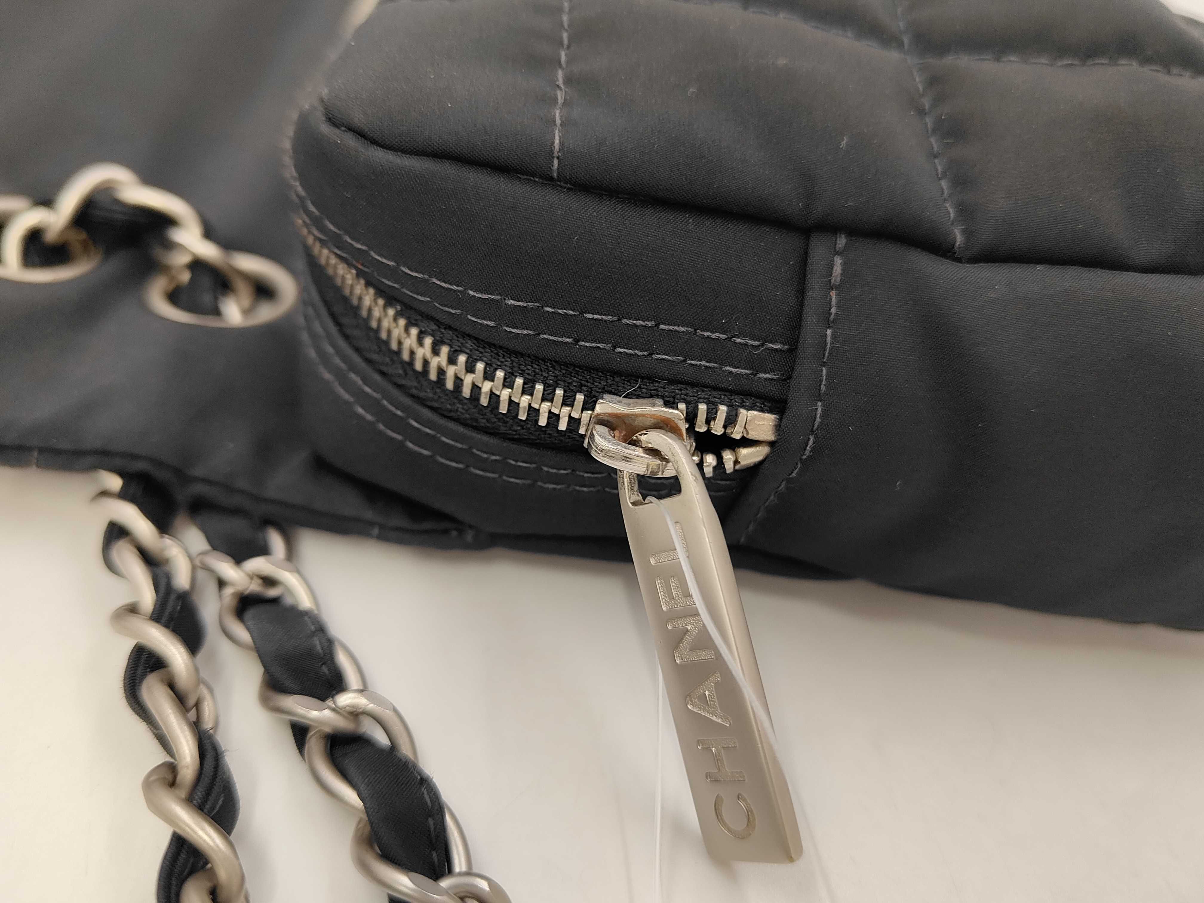 Chocolate Bar Nylon Chain Shoulder Bag, Black Shoulder Bag — view 9