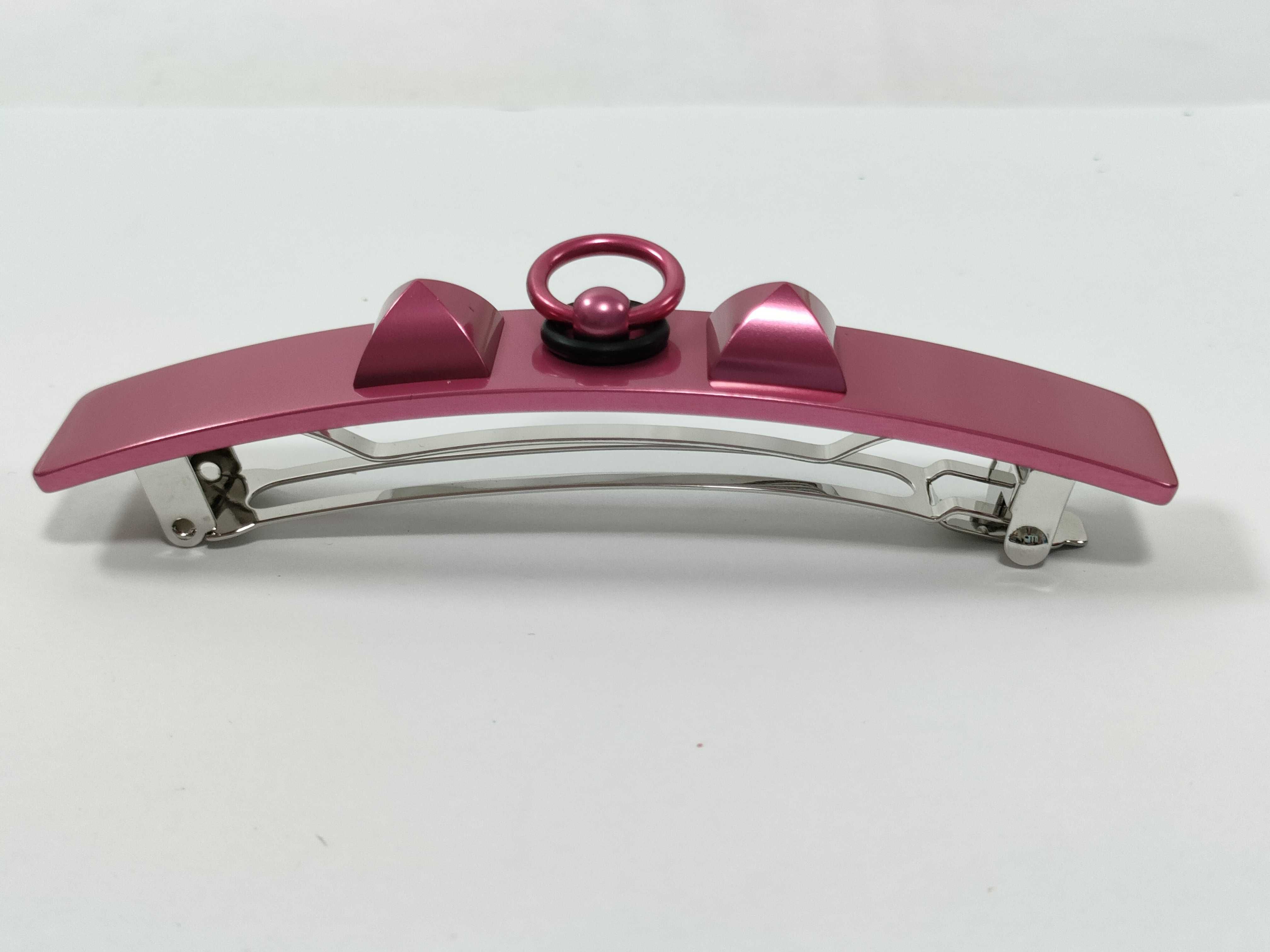 Medor Barrette, Pink with Silver Hardware, Unused, Hair Accessory — view 3