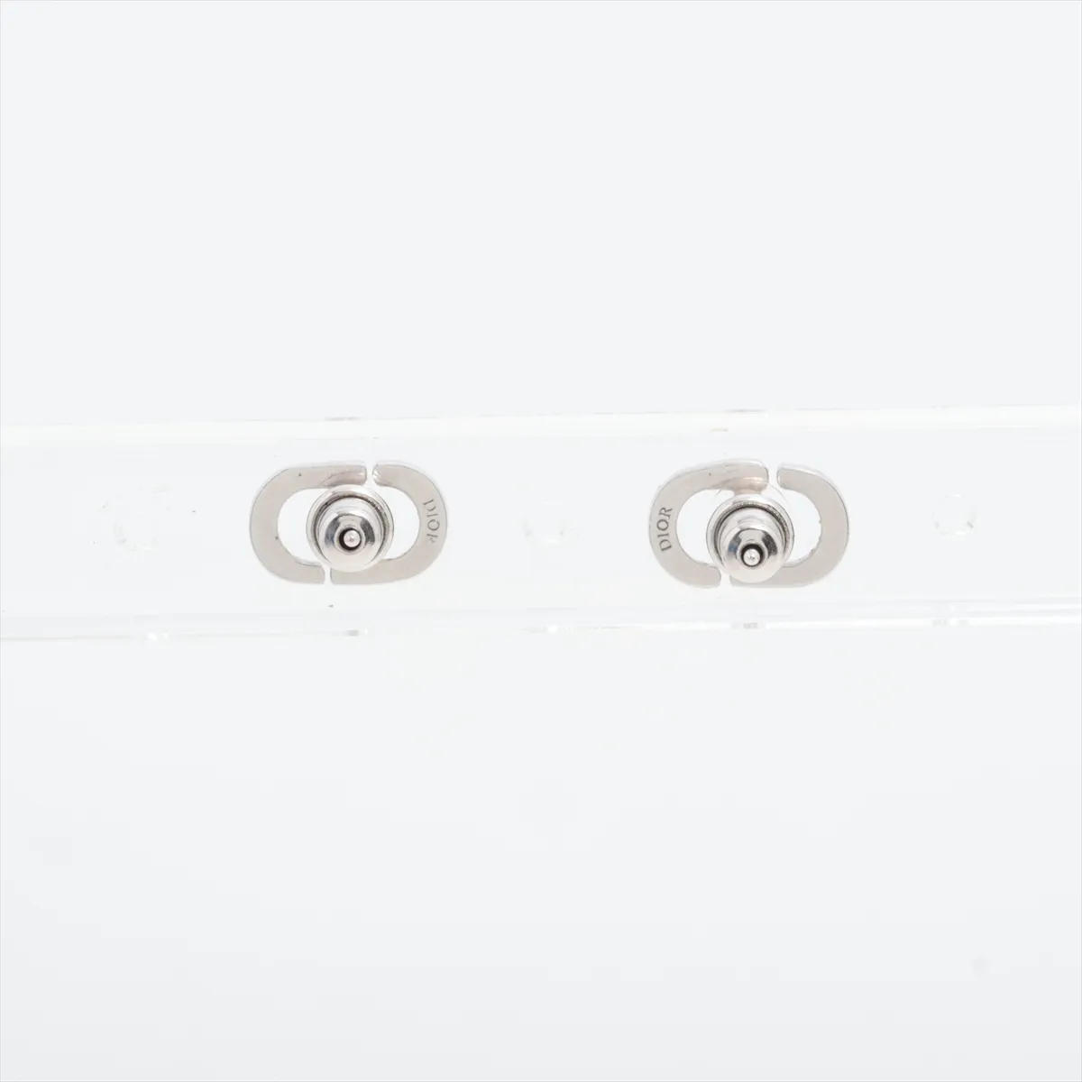 Petit CD Earrings (for both ears) GP x Rhinestone Silver — view 2
