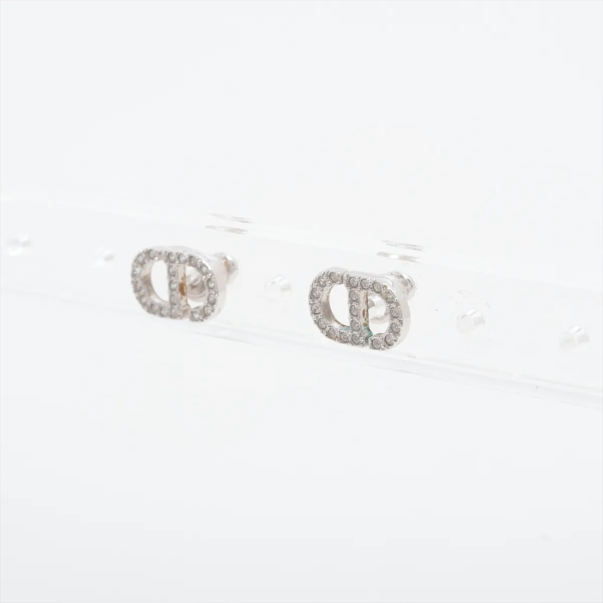 Petit CD Earrings (for both ears) GP x Rhinestone Silver — view 3