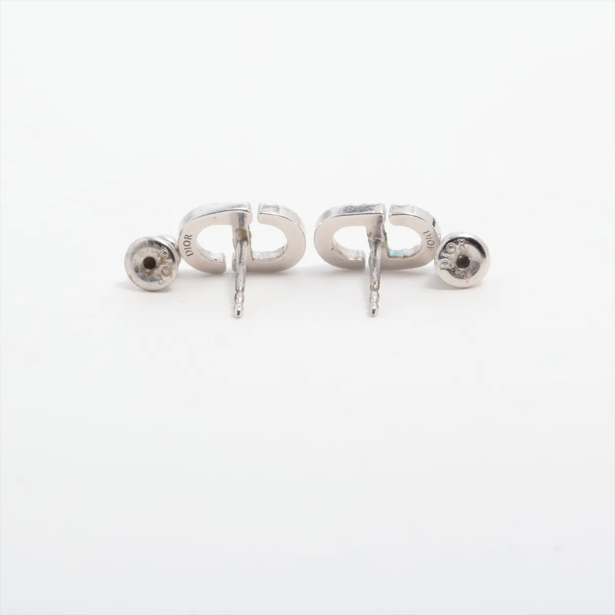 Petit CD Earrings (for both ears) GP x Rhinestone Silver — view 4