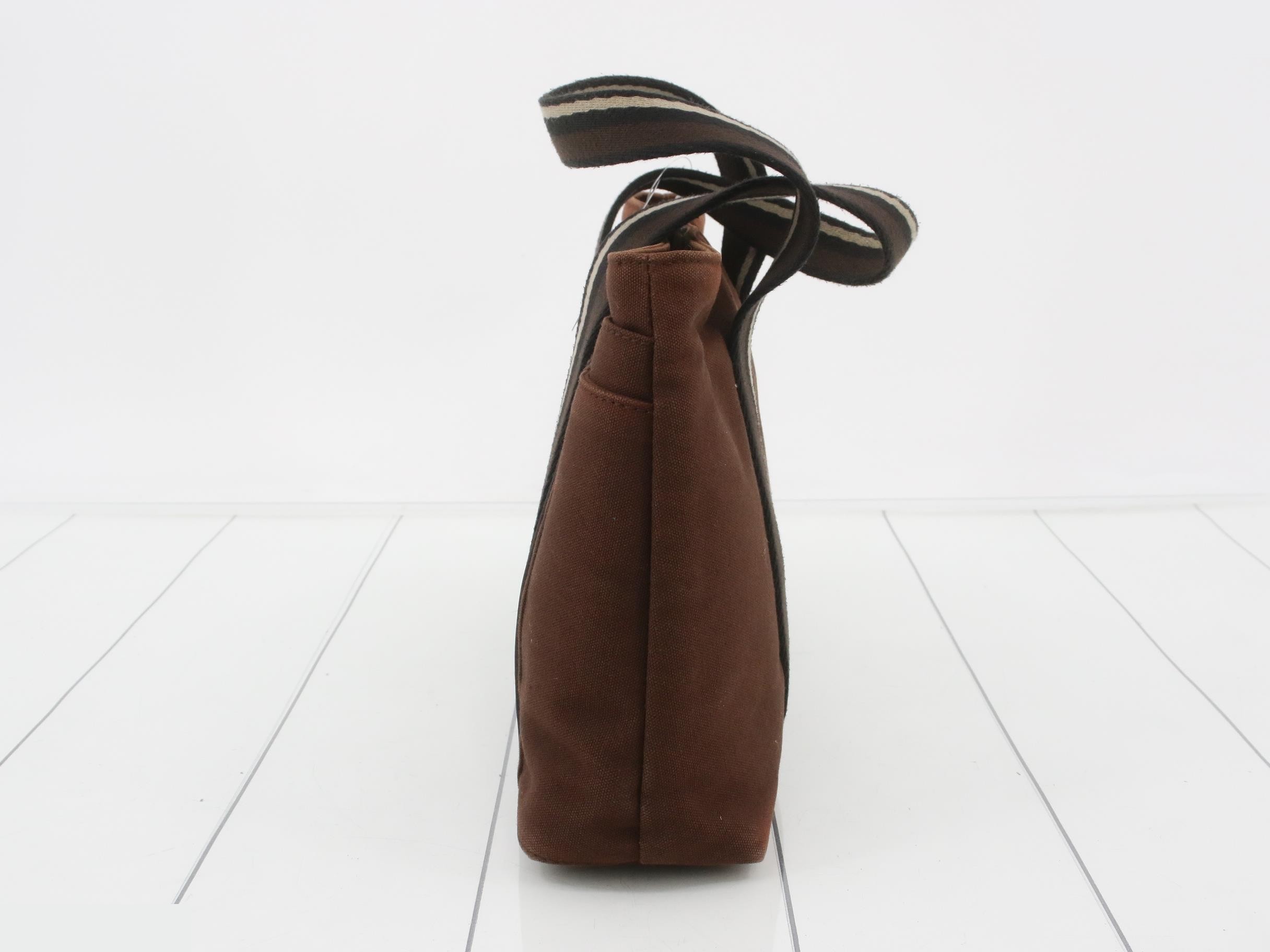 Torika Horizontal Handbag Canvas x Leather Brown SV Hardware — view 3