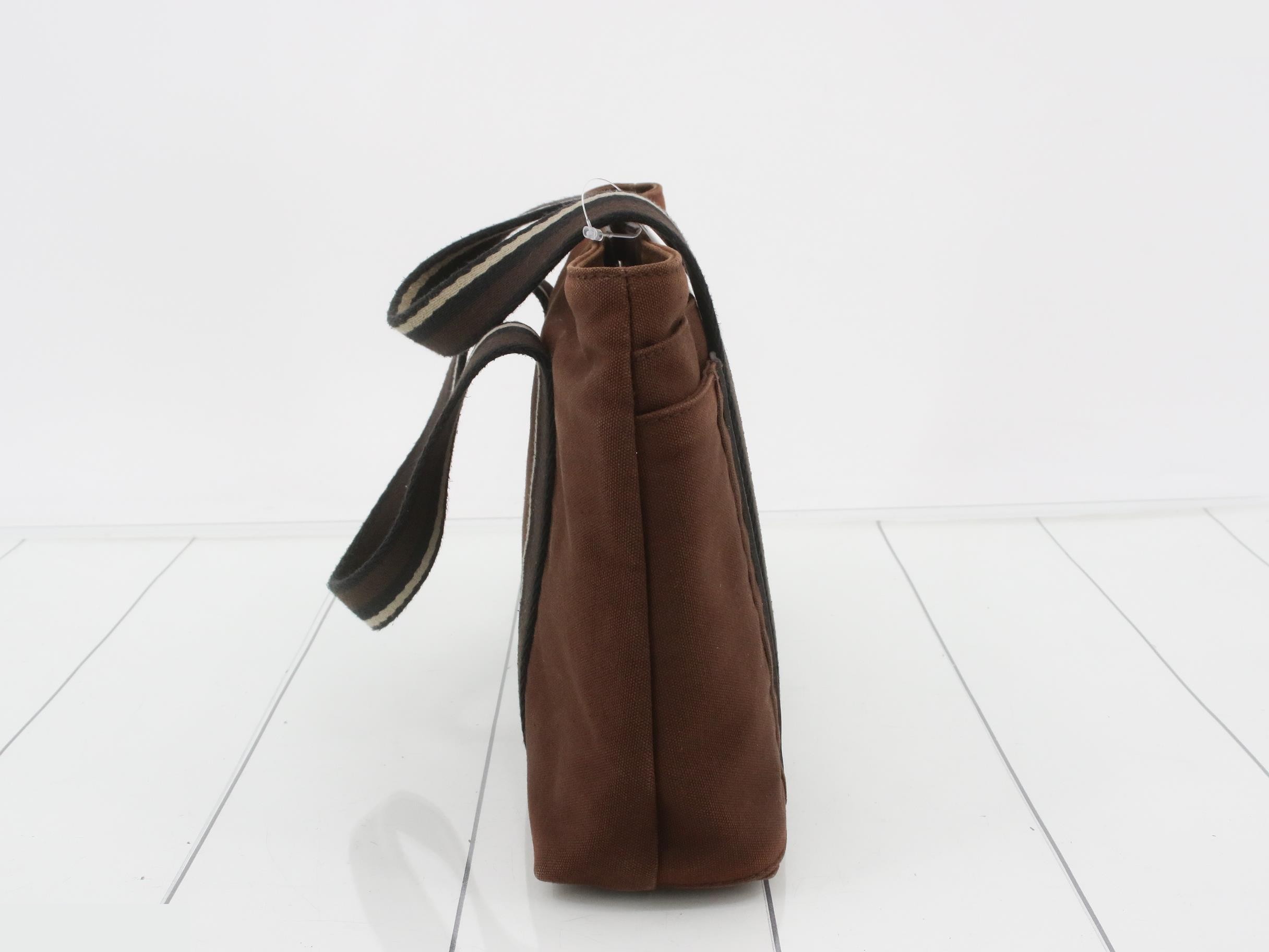 Torika Horizontal Handbag Canvas x Leather Brown SV Hardware — view 4