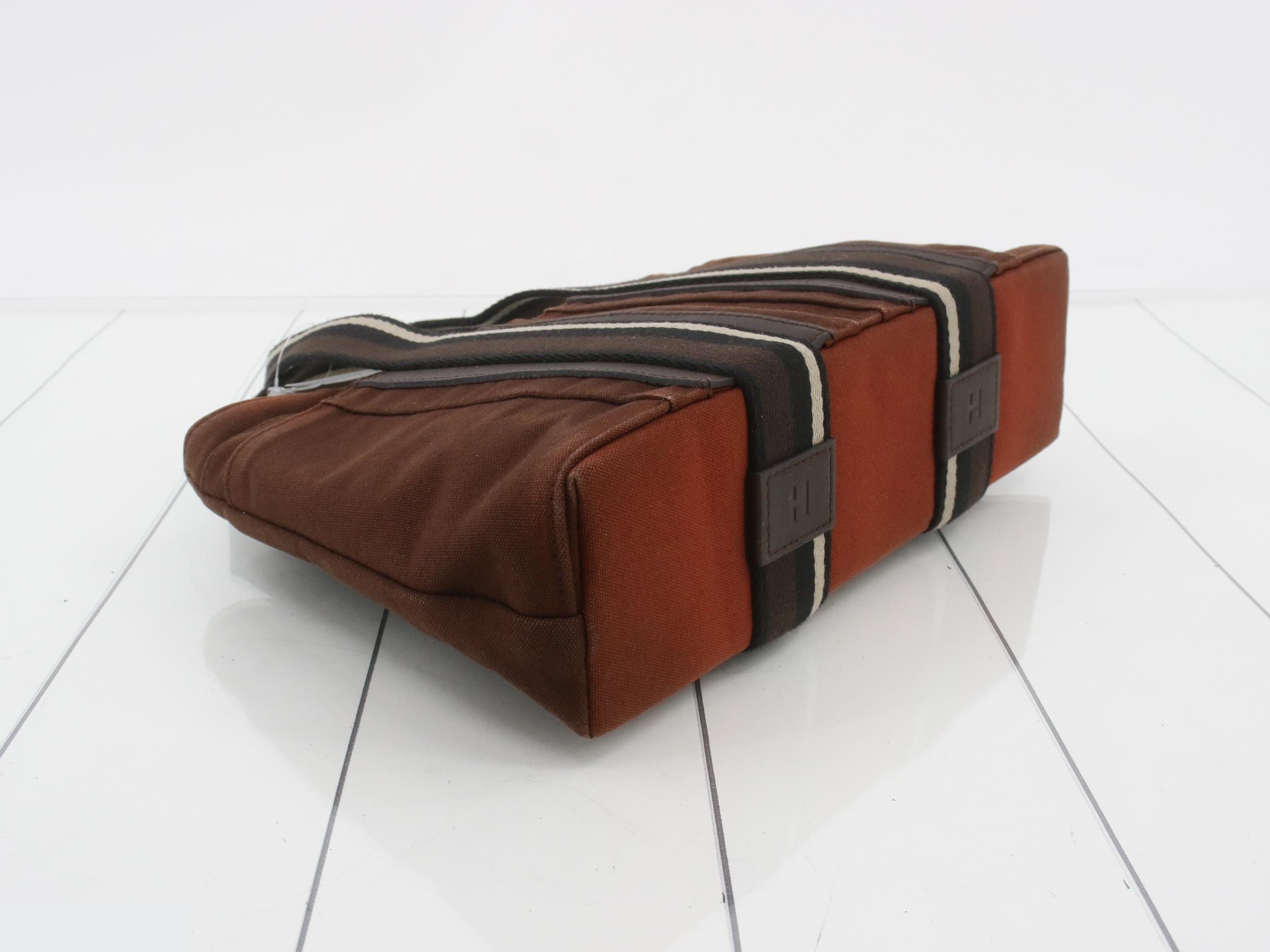 Torika Horizontal Handbag Canvas x Leather Brown SV Hardware — view 5