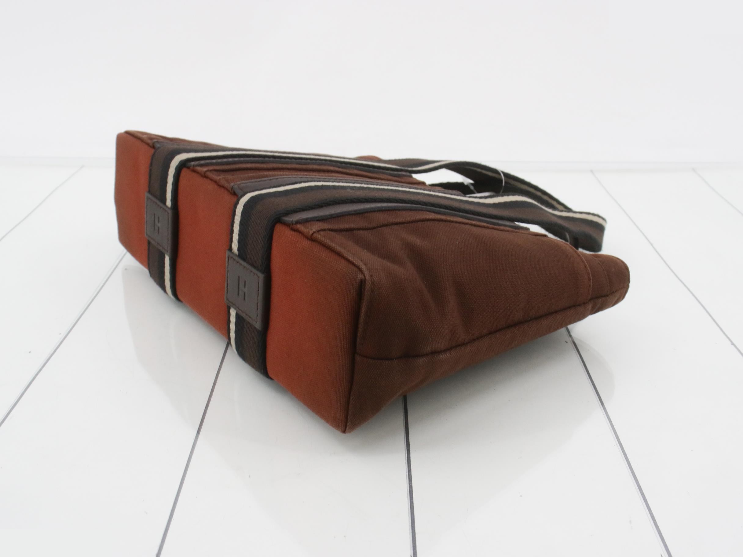 Torika Horizontal Handbag Canvas x Leather Brown SV Hardware — view 6