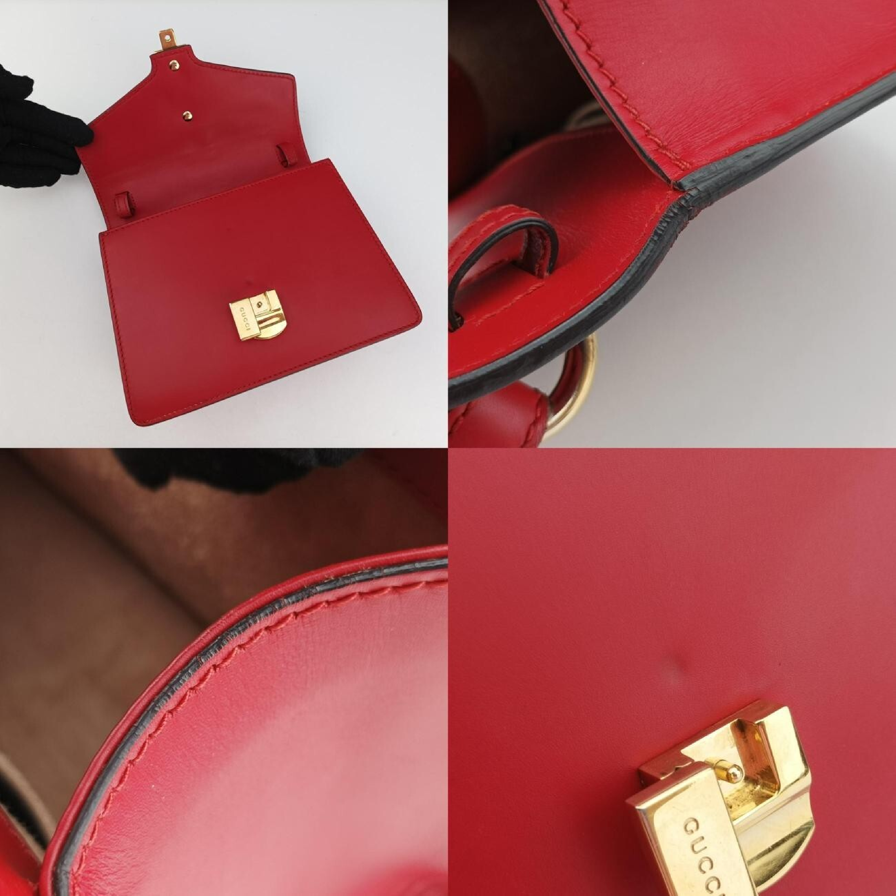 Sylvie Red Leather Shoulder Bag 470270 I021588765 — view 9