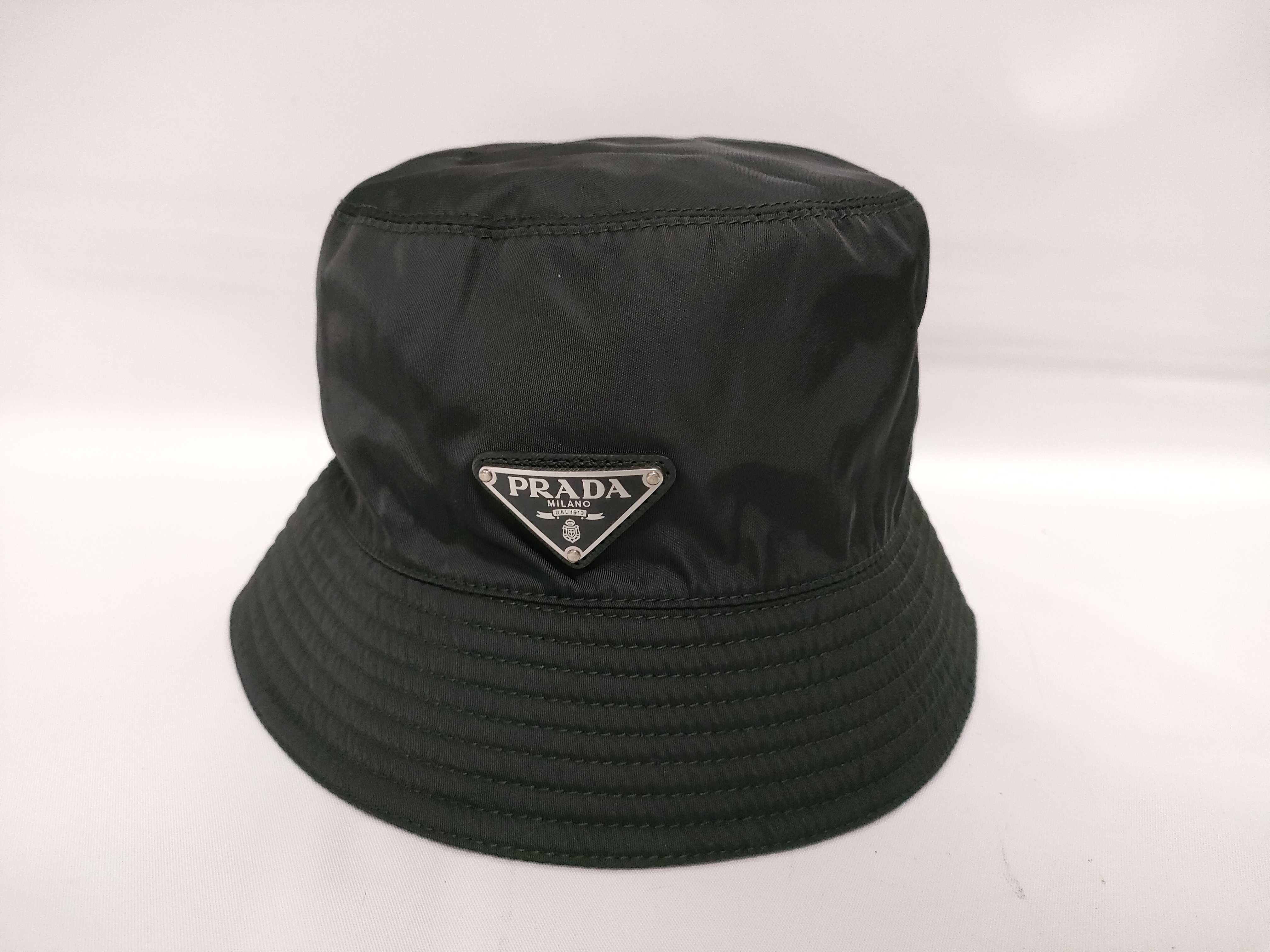 Nylon Prada Triangle Logo Bucket Hat Nylon Black #M Other Accessories