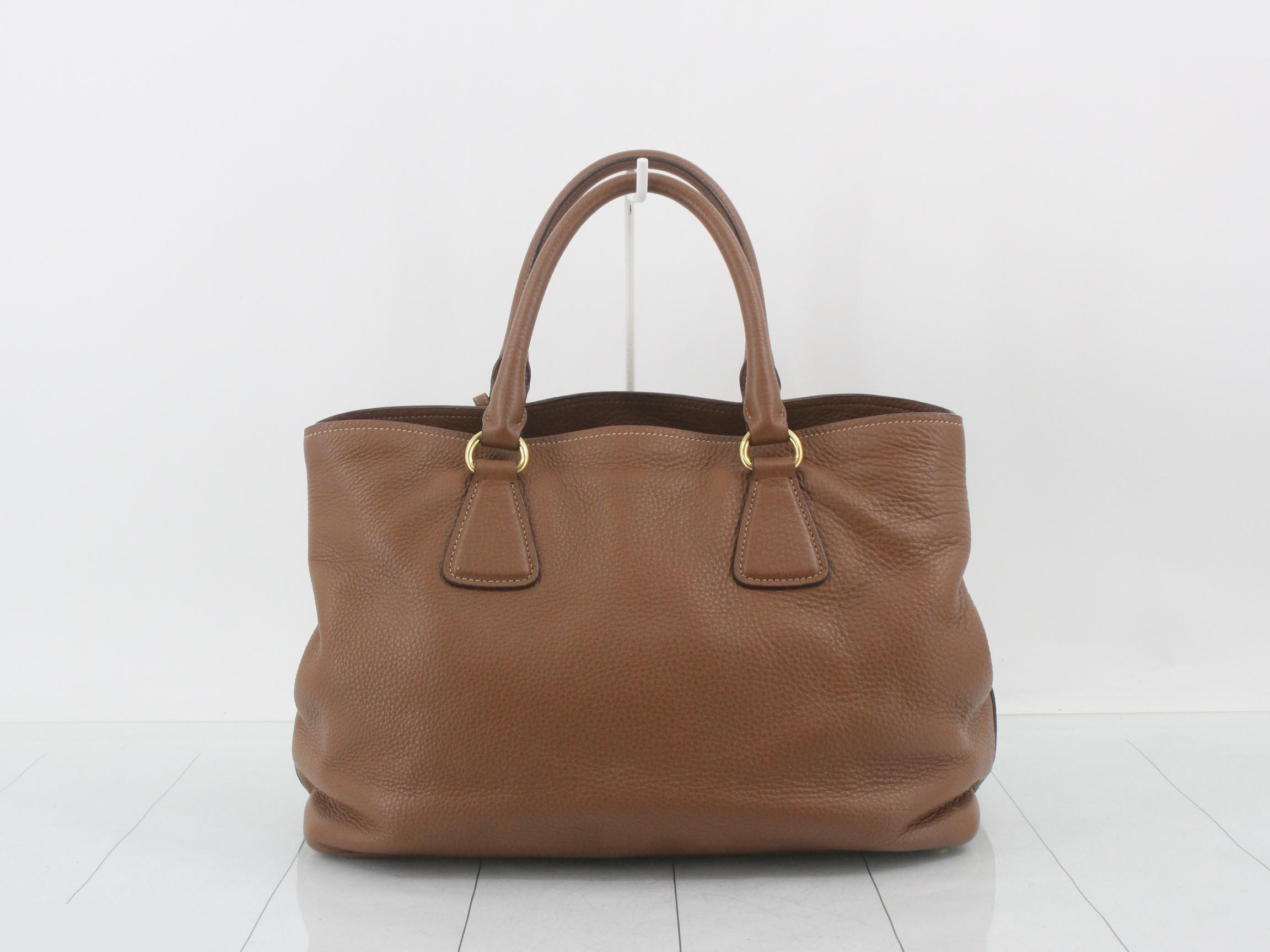 2-way handbag, Vitello Daino, brown leather — view 2