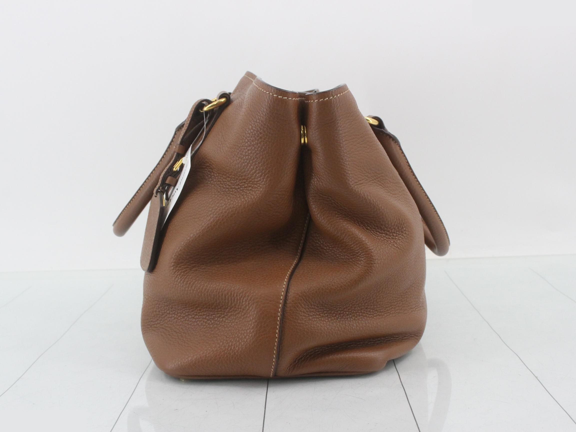 2-way handbag, Vitello Daino, brown leather — view 3