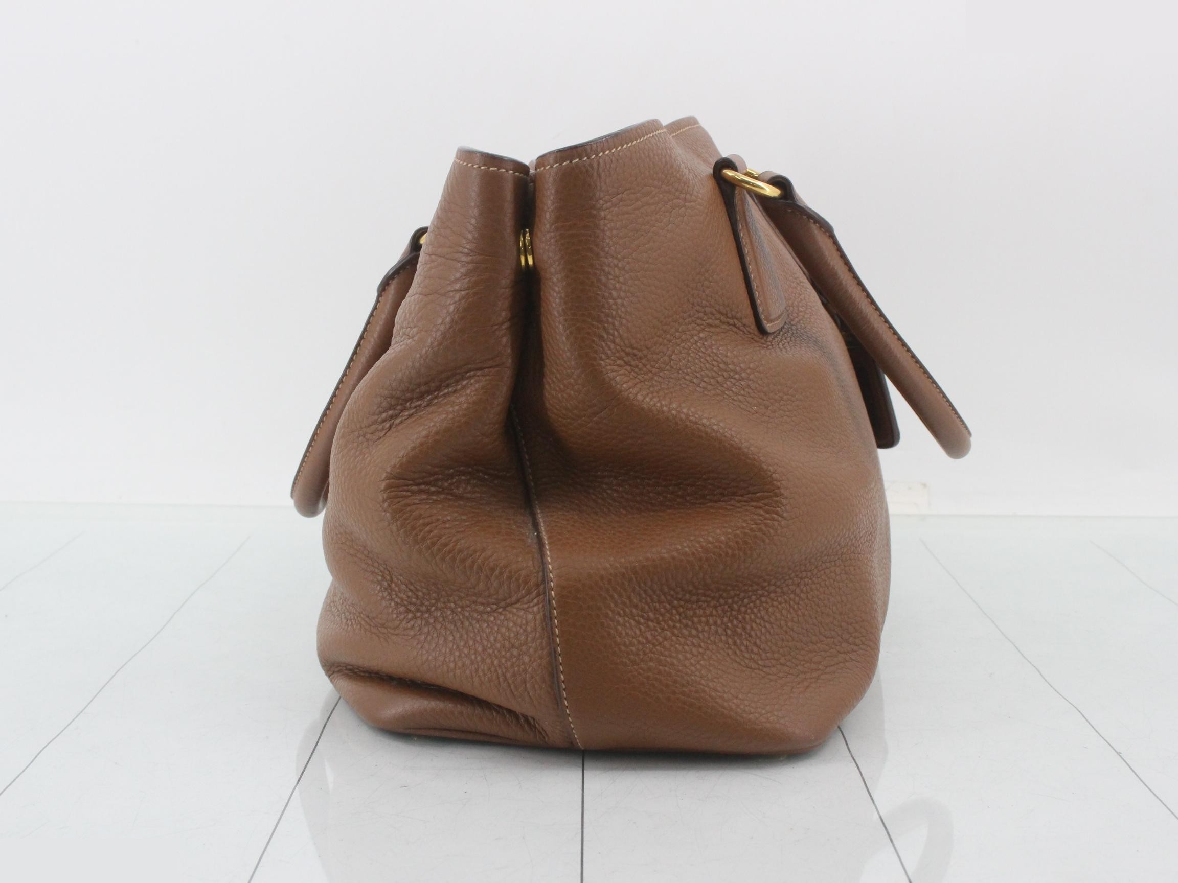 2-way handbag, Vitello Daino, brown leather — view 4