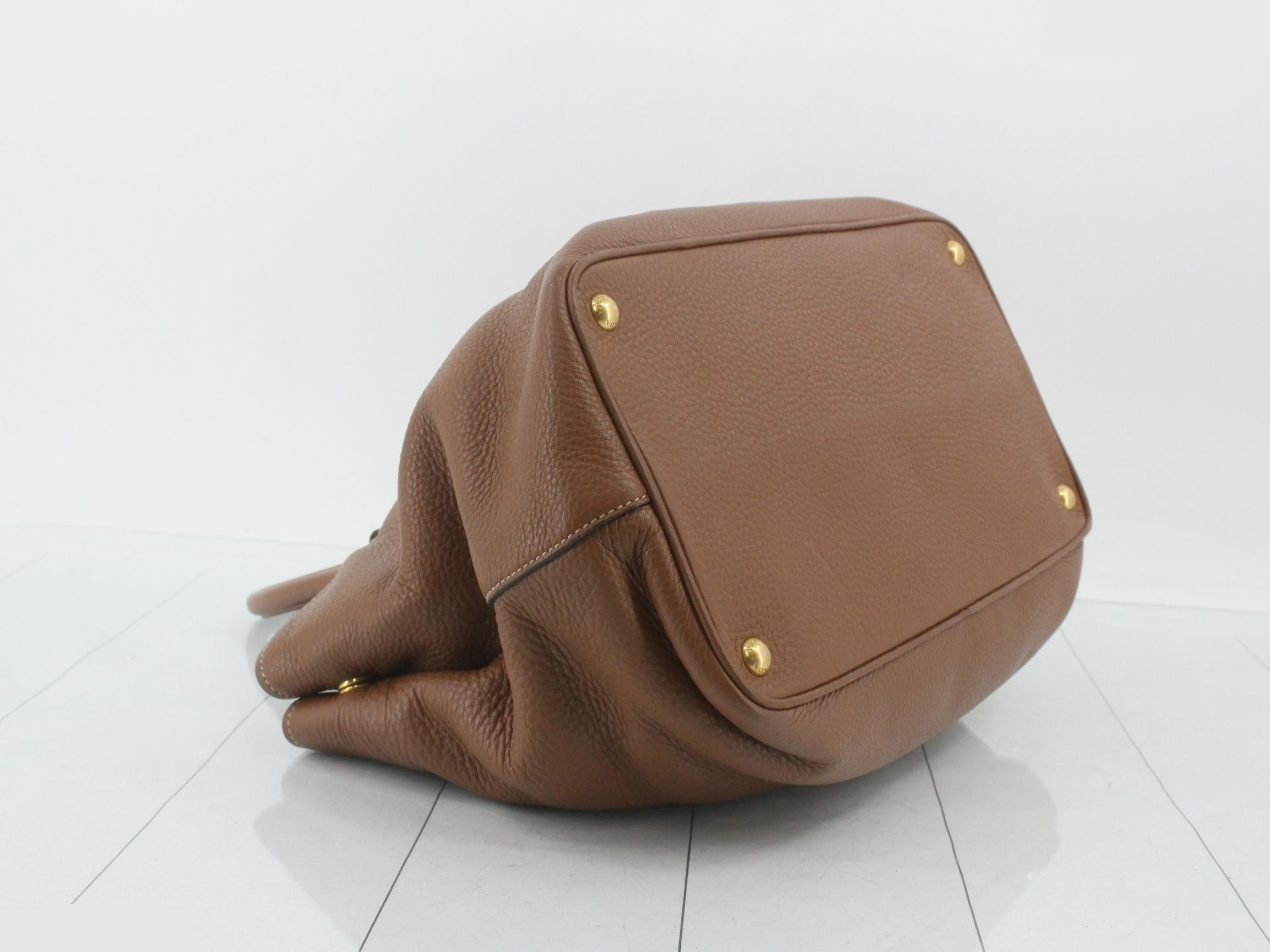 2-way handbag, Vitello Daino, brown leather — view 5