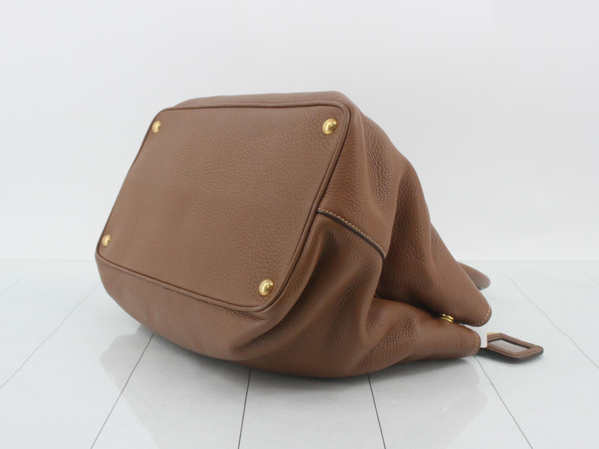 2-way handbag, Vitello Daino, brown leather — view 6