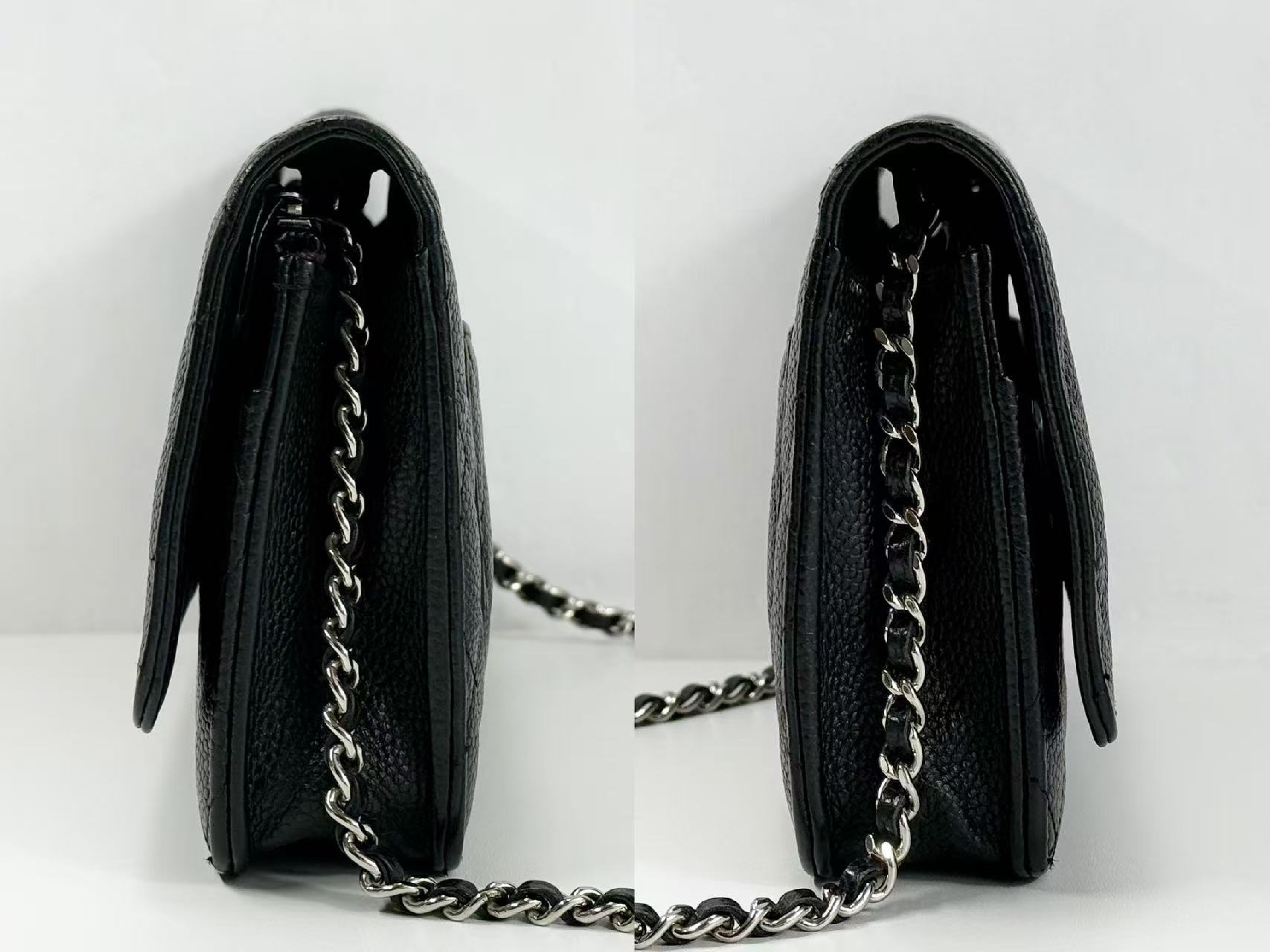 Black Caviar Skin Matelassé Shoulder Bag, WOC, Approx. 19cm W, Serial Number 25-series, Silver Hardware, Includes Dust Bag and Seal, Excellent Condition (AB) — view 12