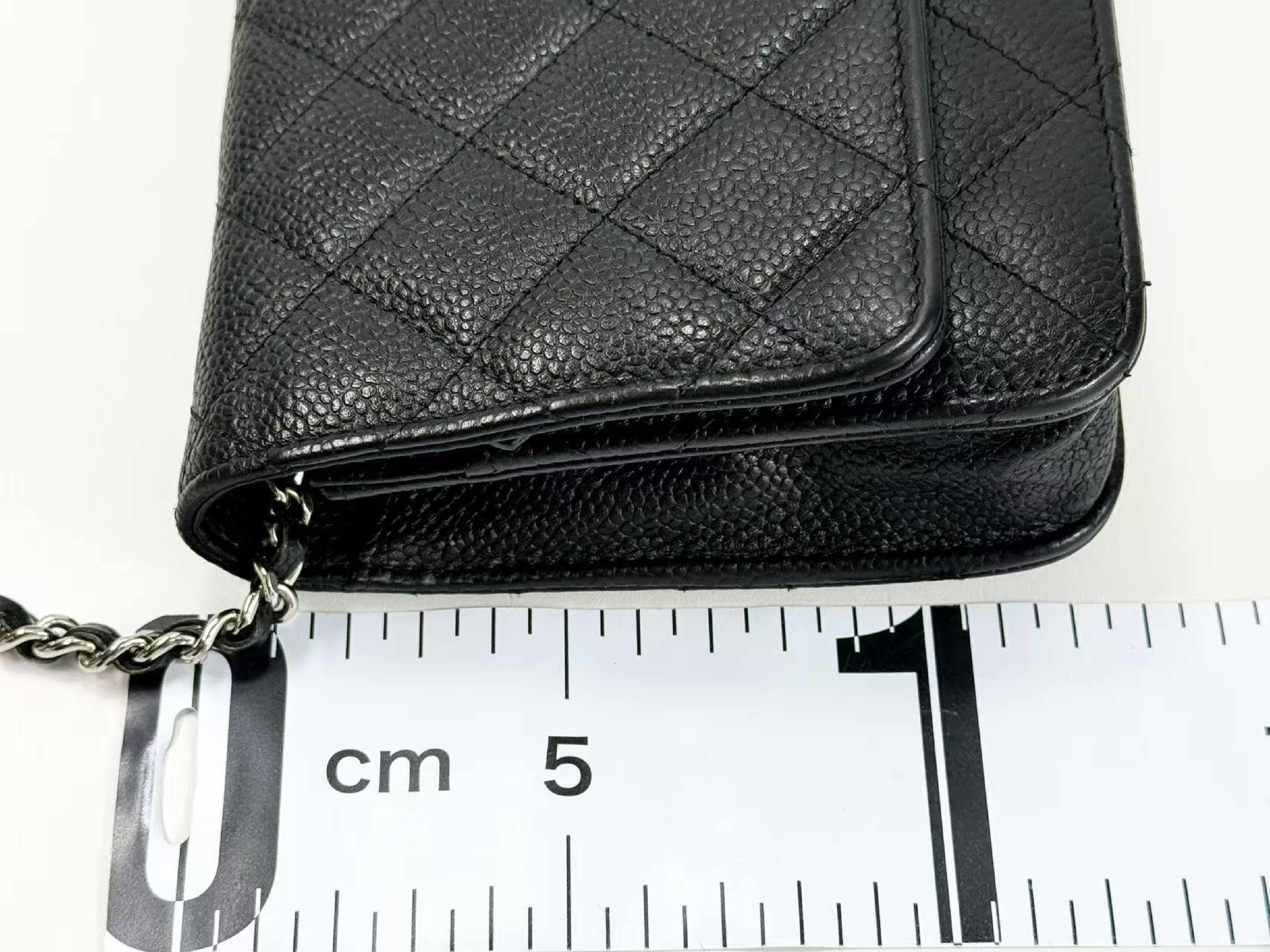 Black Caviar Skin Matelassé Shoulder Bag, WOC, Approx. 19cm W, Serial Number 25-series, Silver Hardware, Includes Dust Bag and Seal, Excellent Condition (AB) — view 5