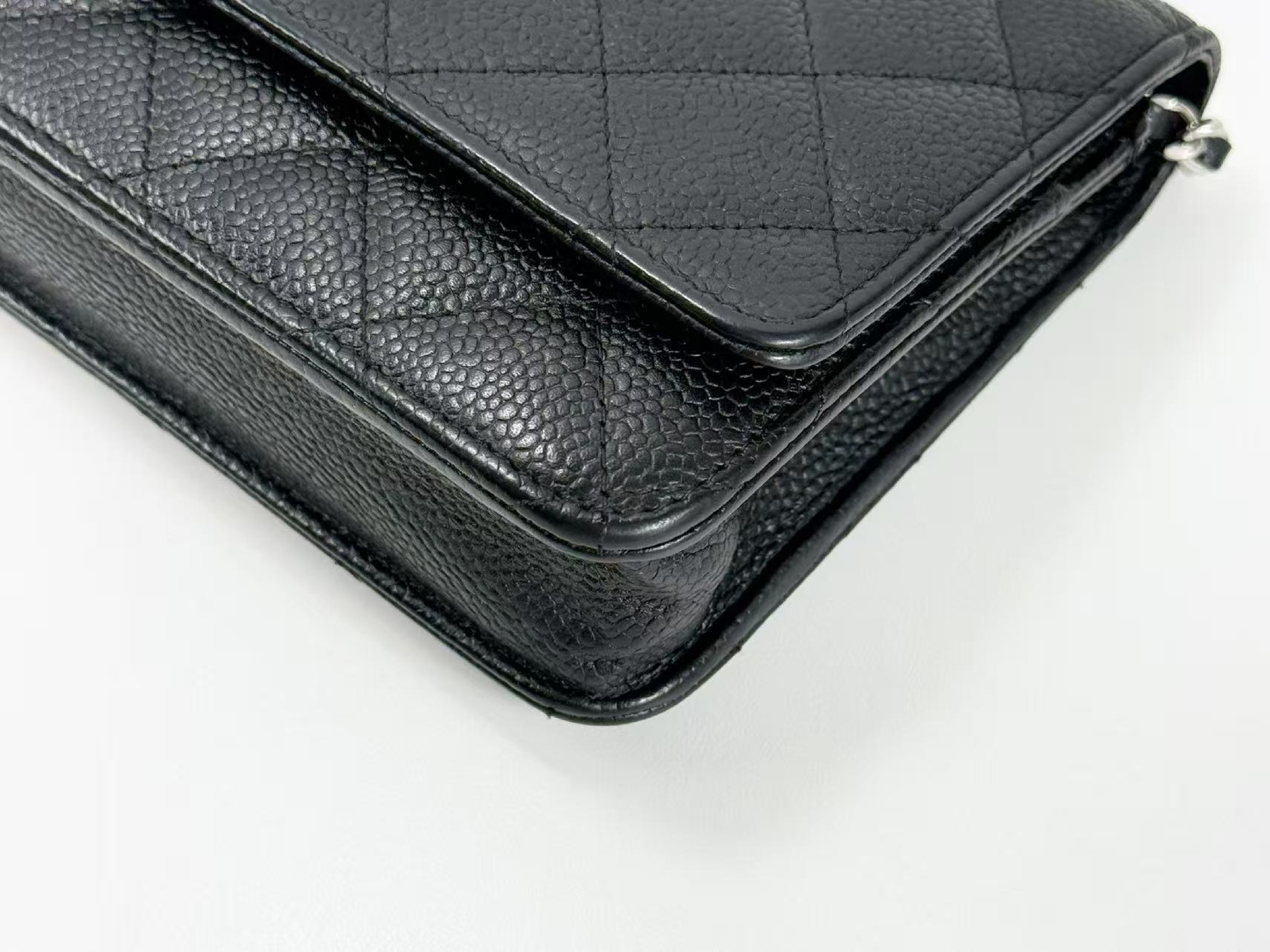 Black Caviar Skin Matelassé Shoulder Bag, WOC, Approx. 19cm W, Serial Number 25-series, Silver Hardware, Includes Dust Bag and Seal, Excellent Condition (AB) — view 10