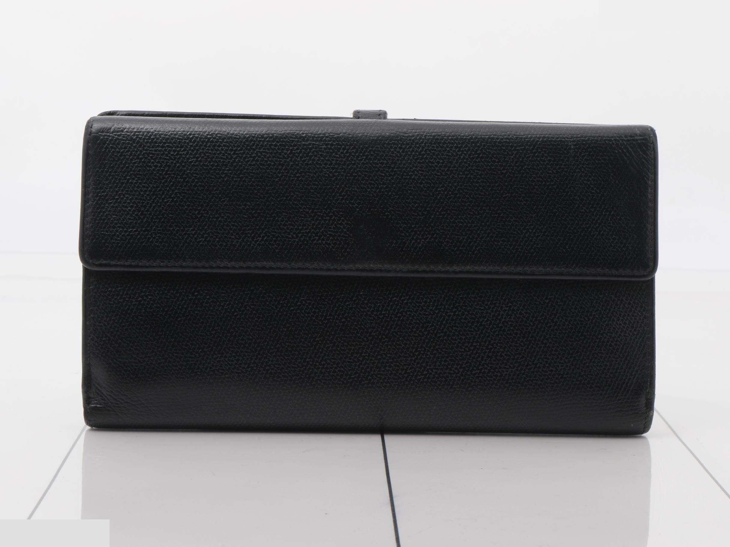 Coco Button Caviar Skin Bi-fold Long Wallet, Black — view 2