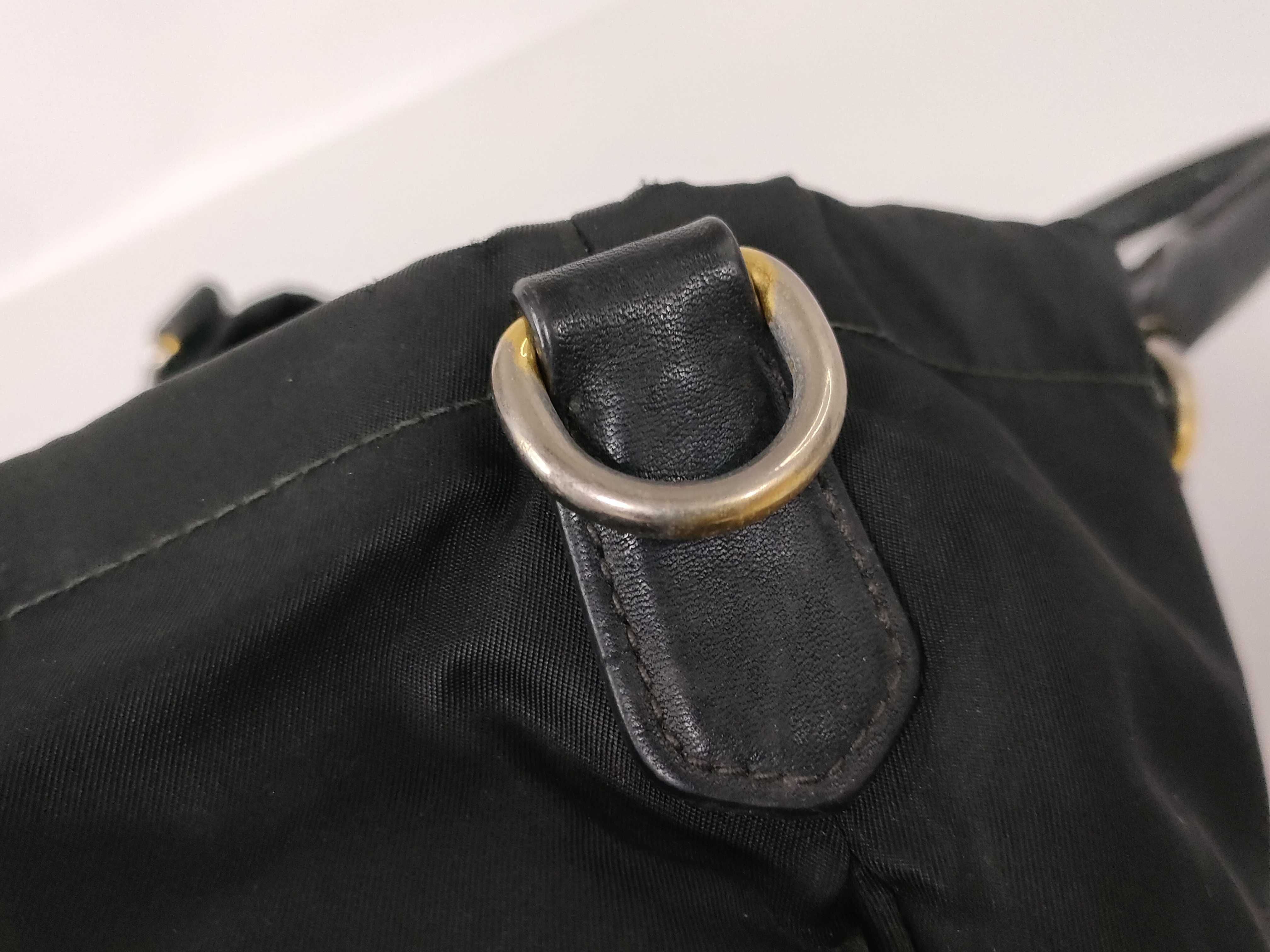 nylon tote bag, black with gold hardware. — view 14