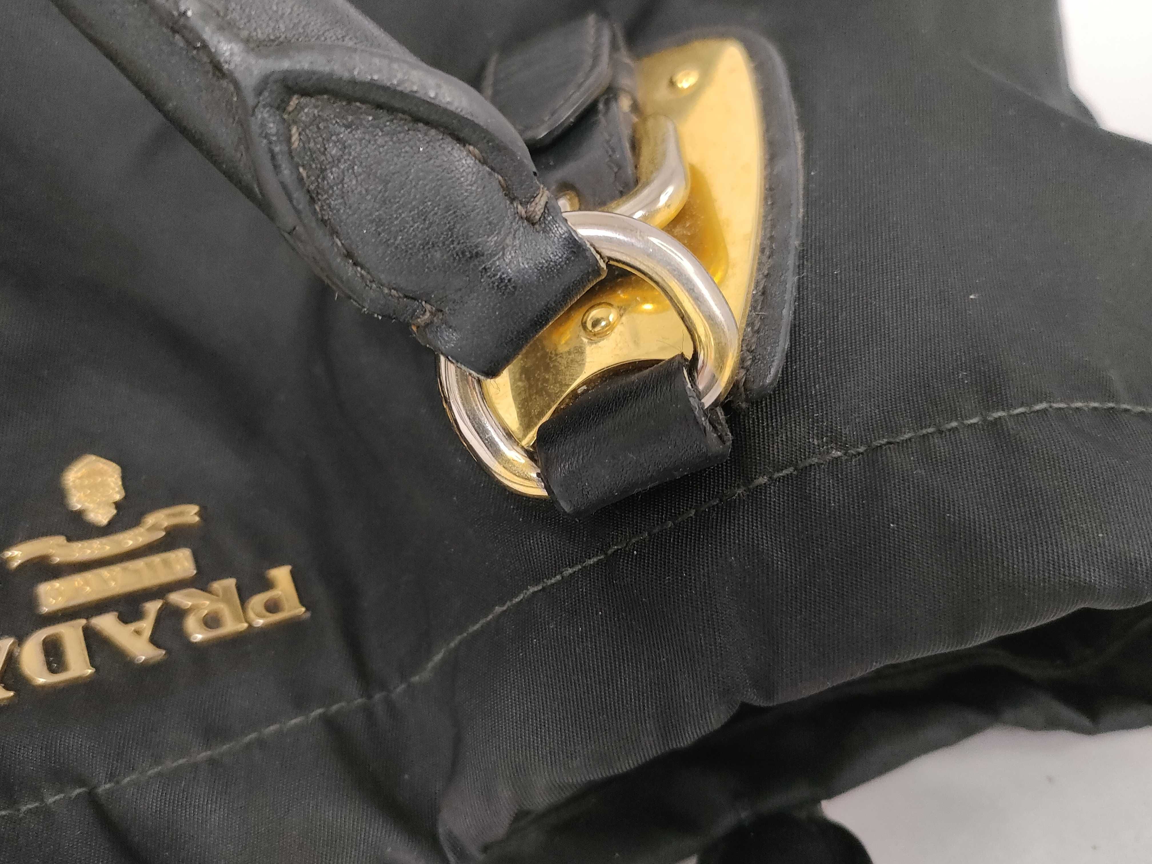 nylon tote bag, black with gold hardware. — view 5