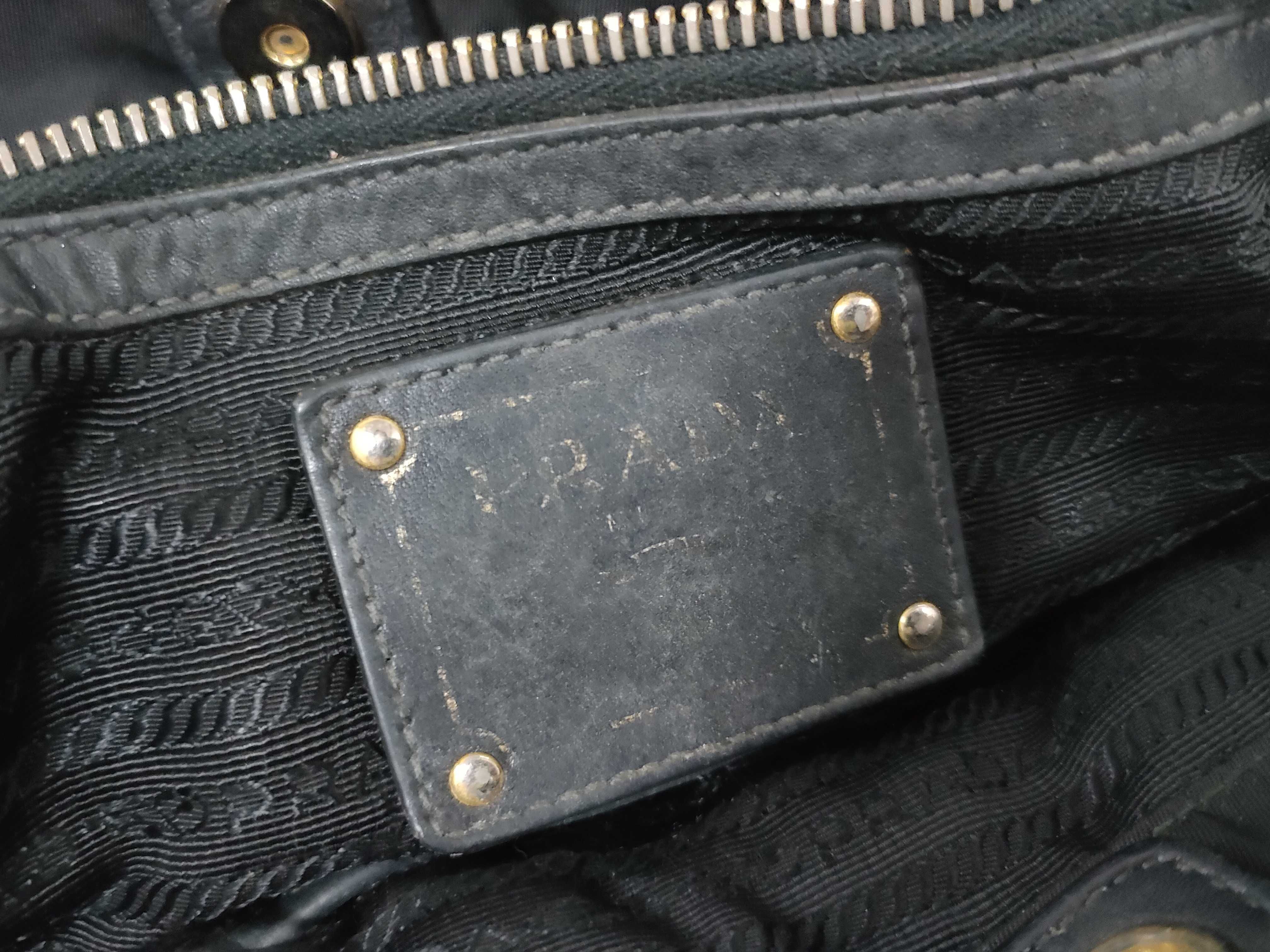 nylon tote bag, black with gold hardware. — view 10