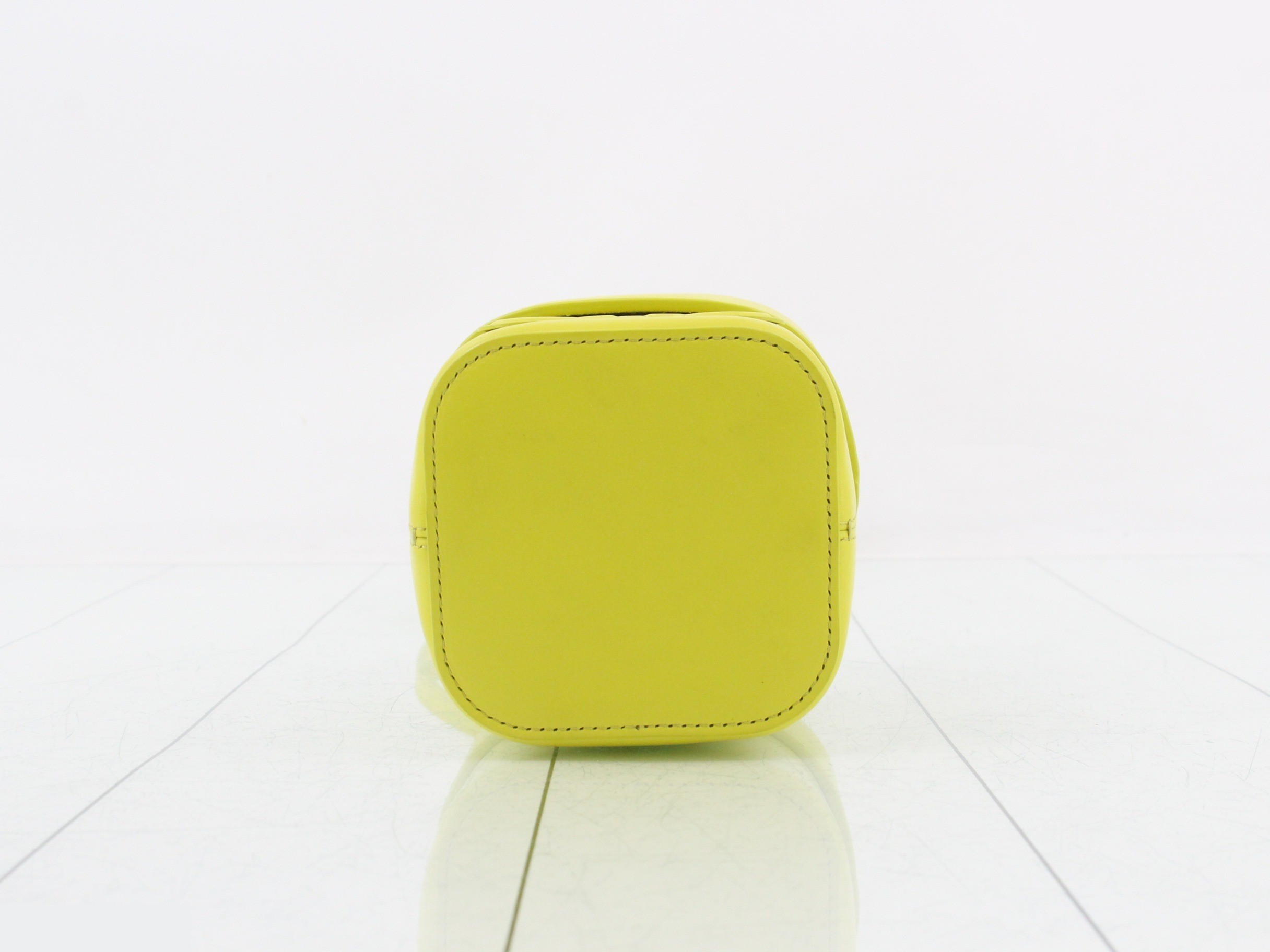 Triomphe Leather Box Shoulder Bag, Yellow — view 3