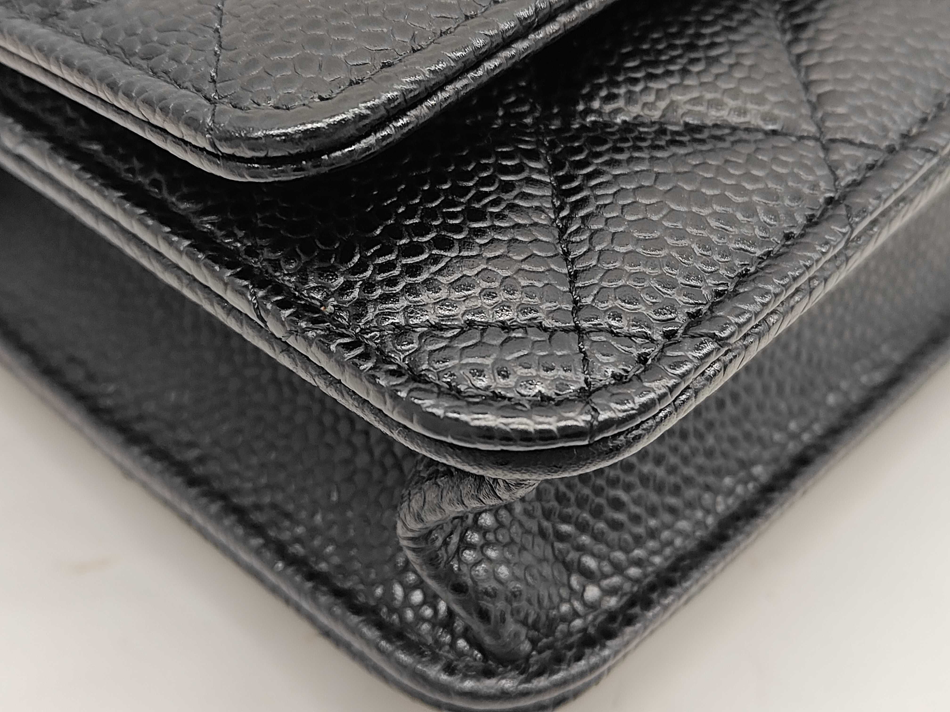 Matelassé Chain Wallet, Black Caviar Leather, Gold Hardware, Shoulder Bag — view 5