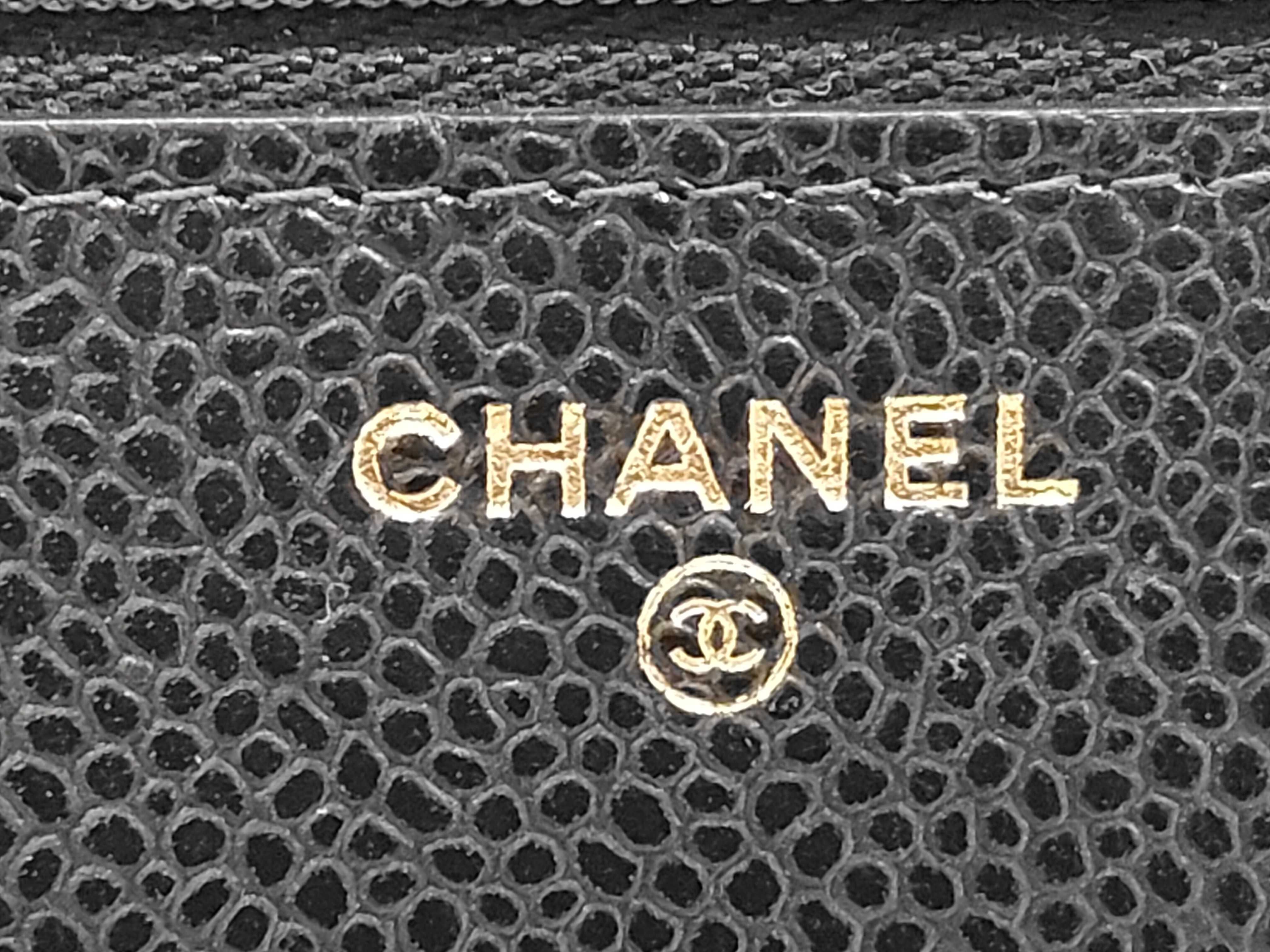 Matelassé Chain Wallet, Black Caviar Leather, Gold Hardware, Shoulder Bag — view 7