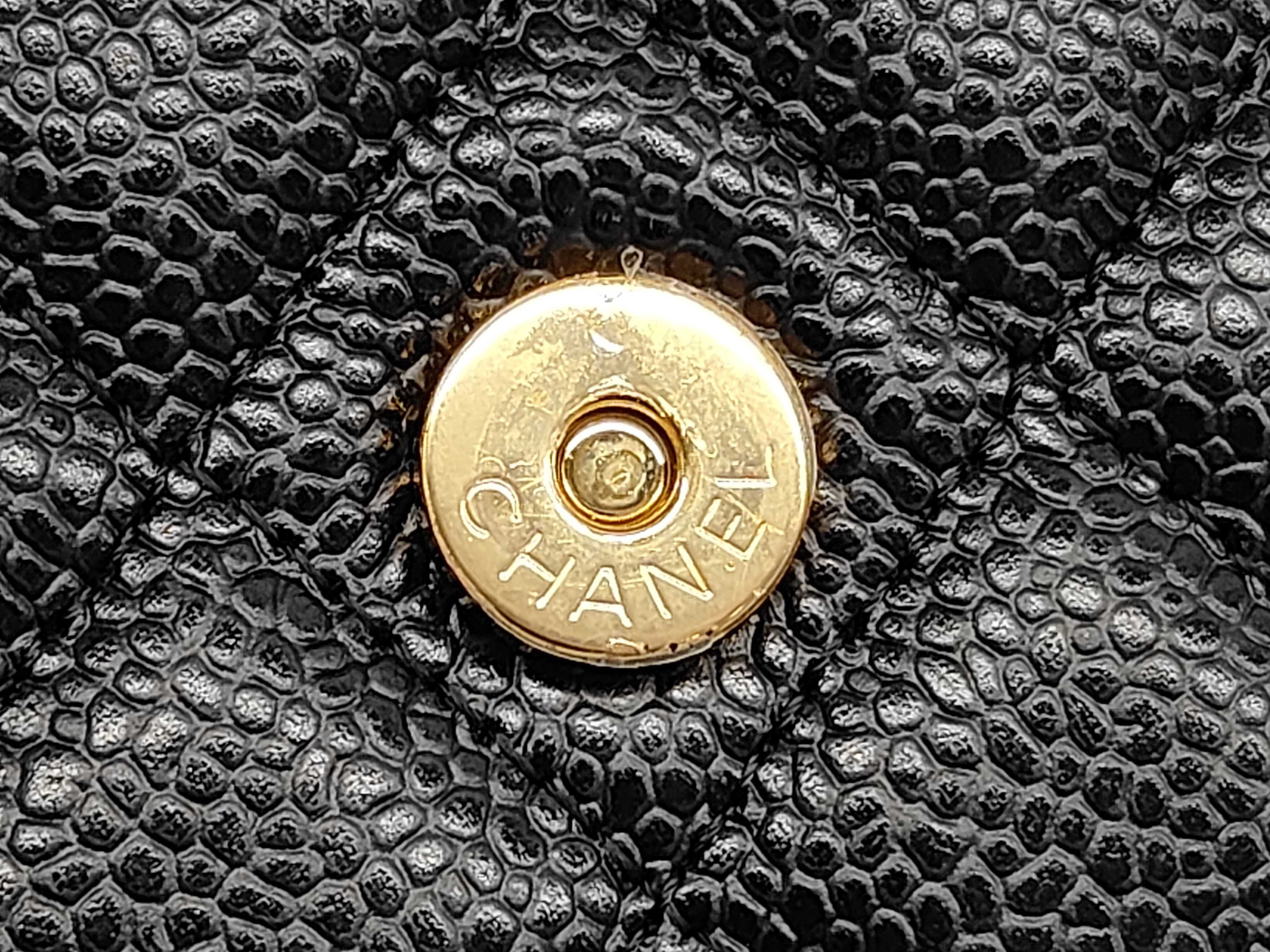 Matelassé Chain Wallet, Black Caviar Leather, Gold Hardware, Shoulder Bag — view 9