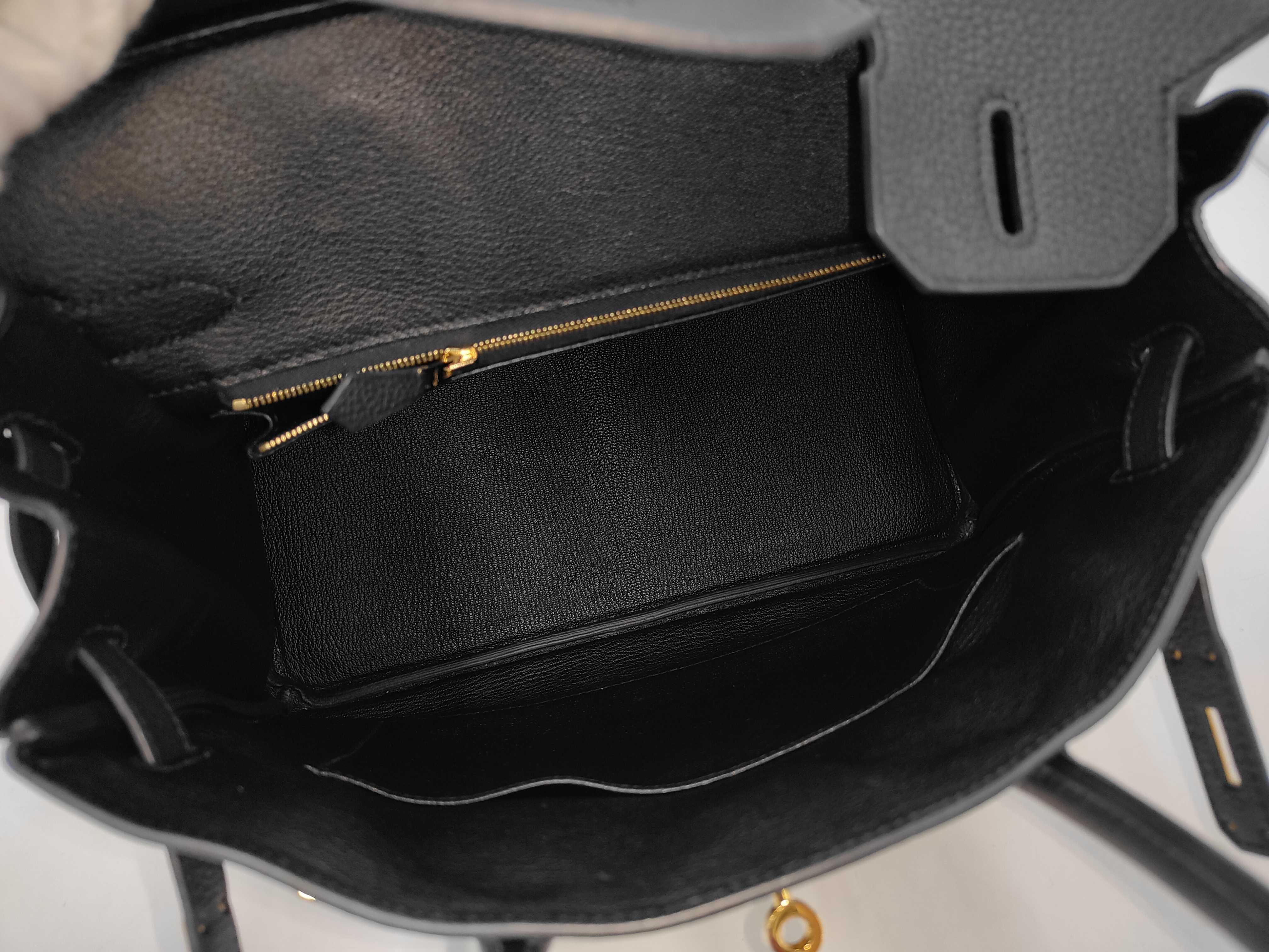 Birkin 30 Togo Leather Handbag, Black with Gold Hardware, B Stamp — view 9