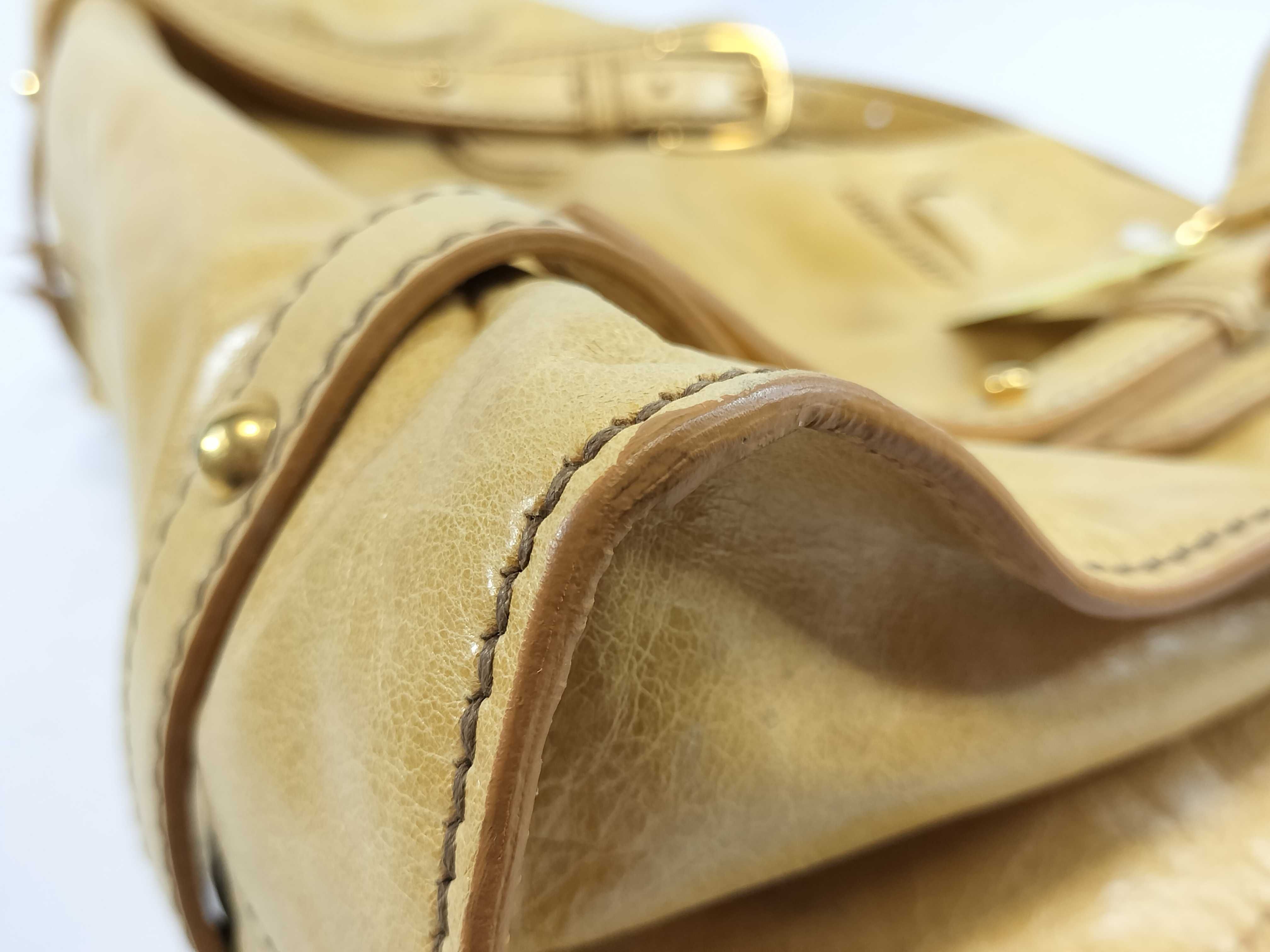 tote bag with side ribbon, yellow leather tote bag — view 7