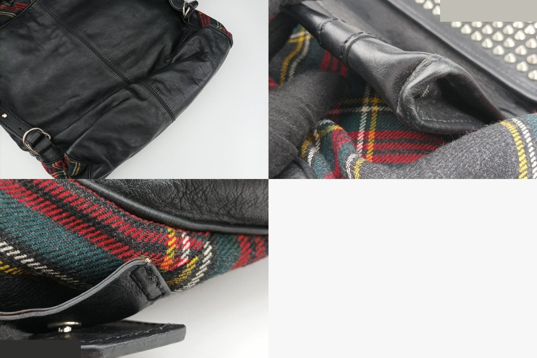 Sid studs canvas/velvet x leather red check x black — view 11