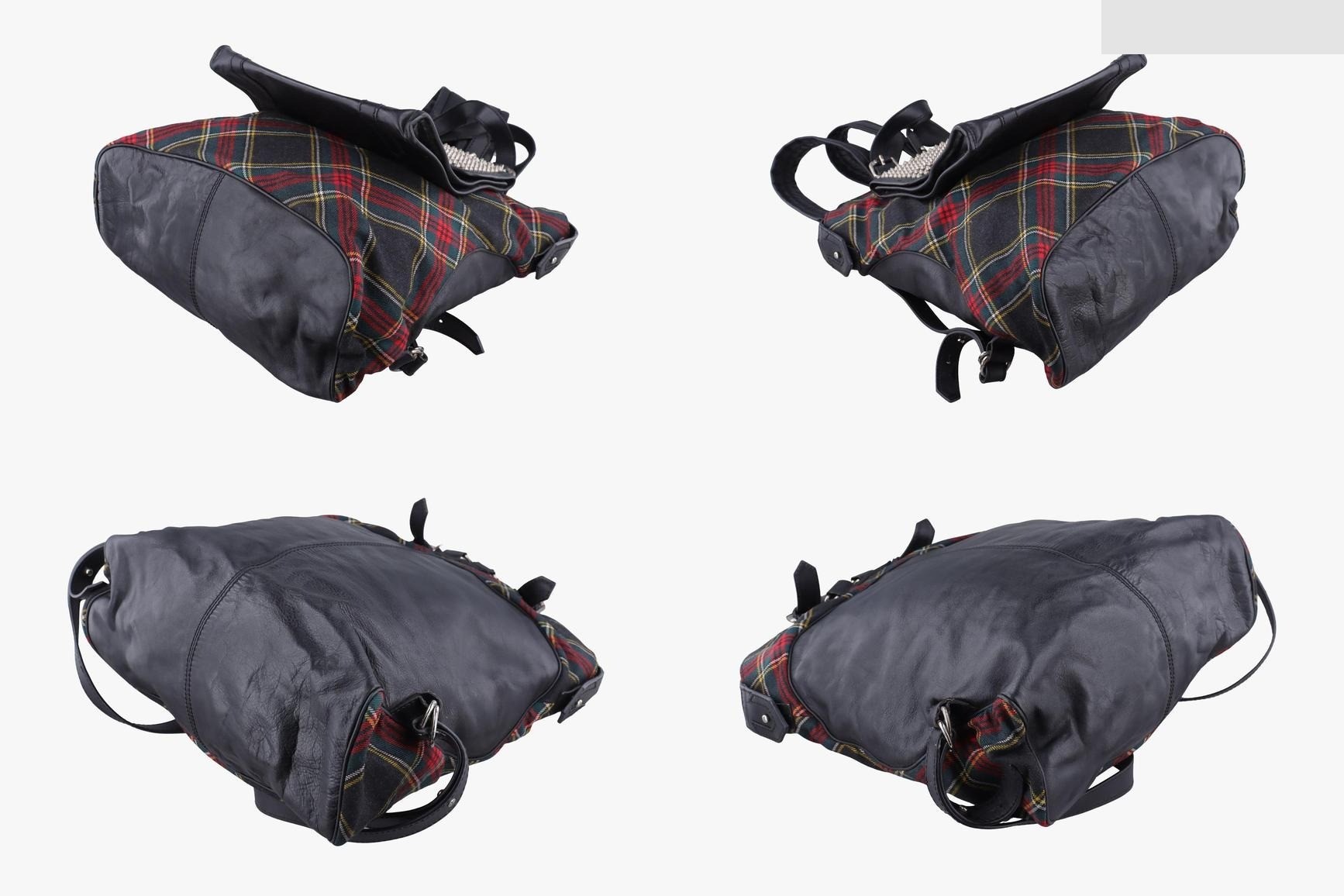 Sid studs canvas/velvet x leather red check x black — view 4
