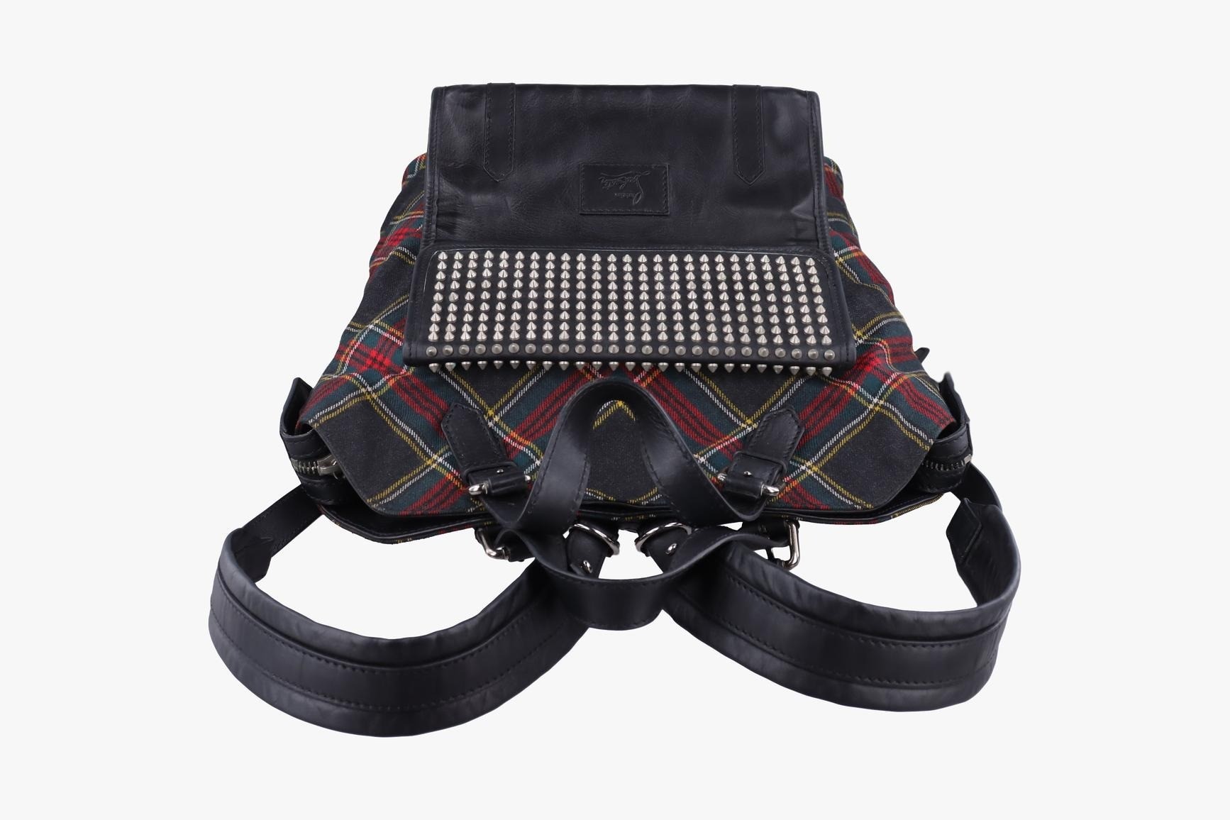 Sid studs canvas/velvet x leather red check x black — view 5