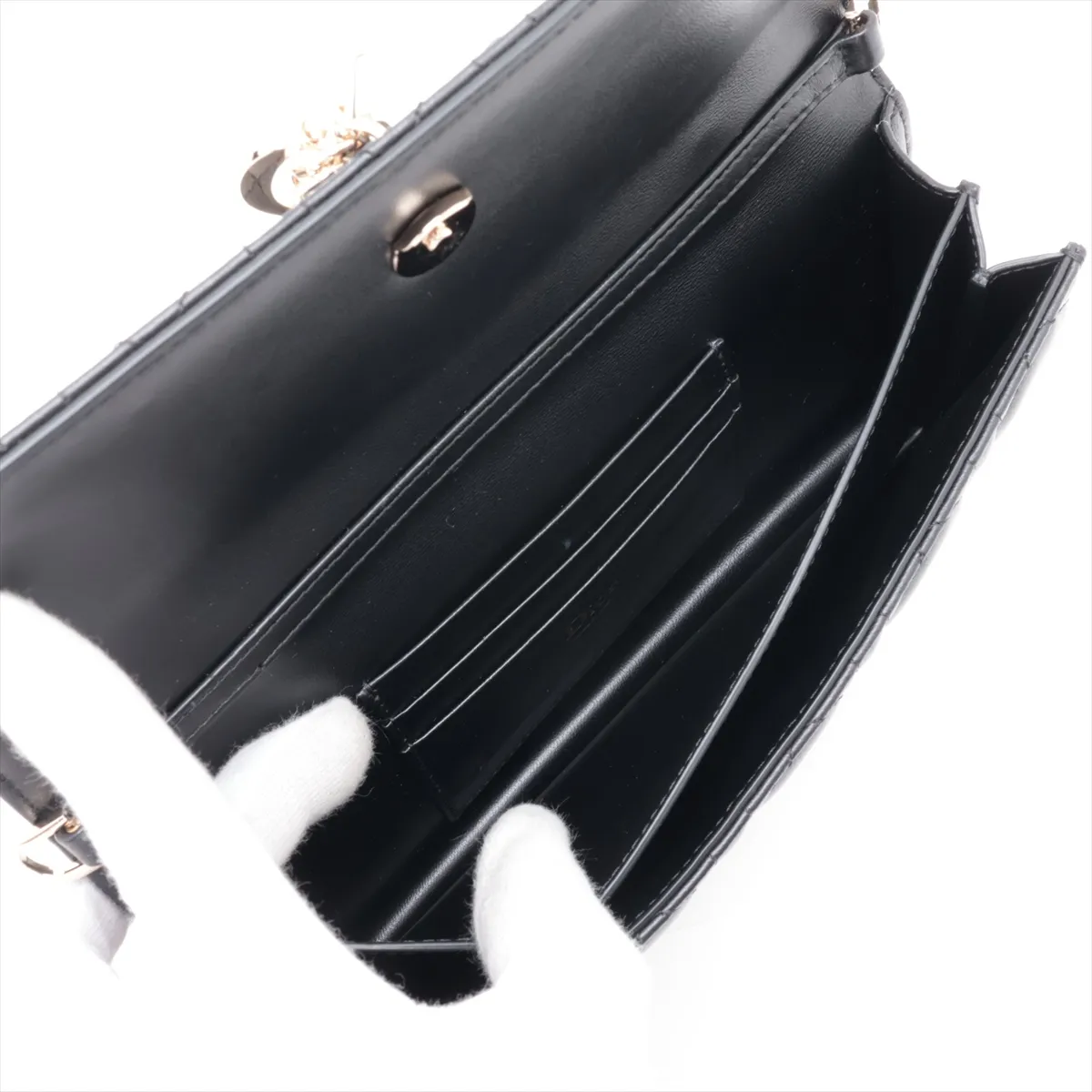 Cannage Miss Dior Leather 2-Way Handbag, Black — view 9
