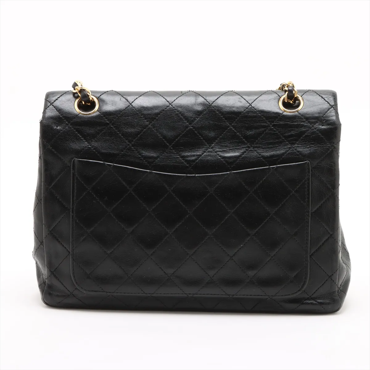 Matelassé Lambskin Double Flap Double Chain Bag, Black with Gold Hardware, Item No. 1416387 — view 2