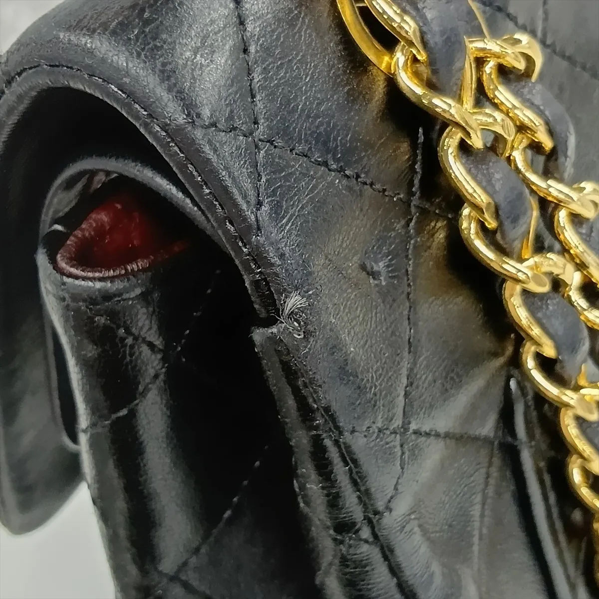 Matelassé Lambskin Double Flap Double Chain Bag, Black with Gold Hardware, Item No. 1416387 — view 12
