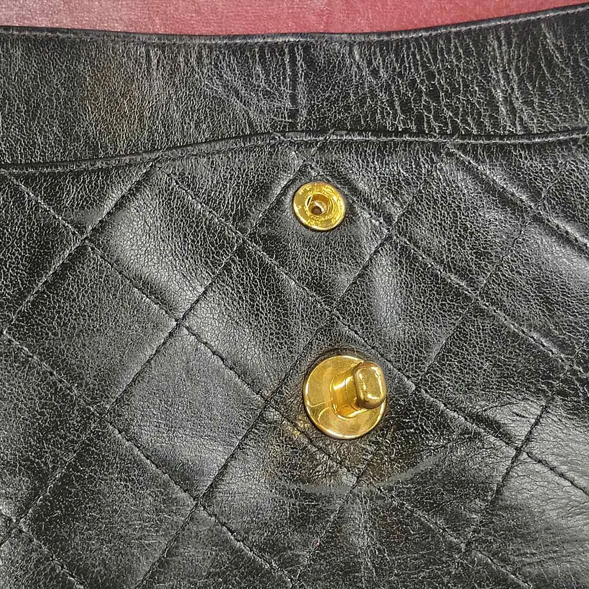 Matelassé Lambskin Double Flap Double Chain Bag, Black with Gold Hardware, Item No. 1416387 — view 14