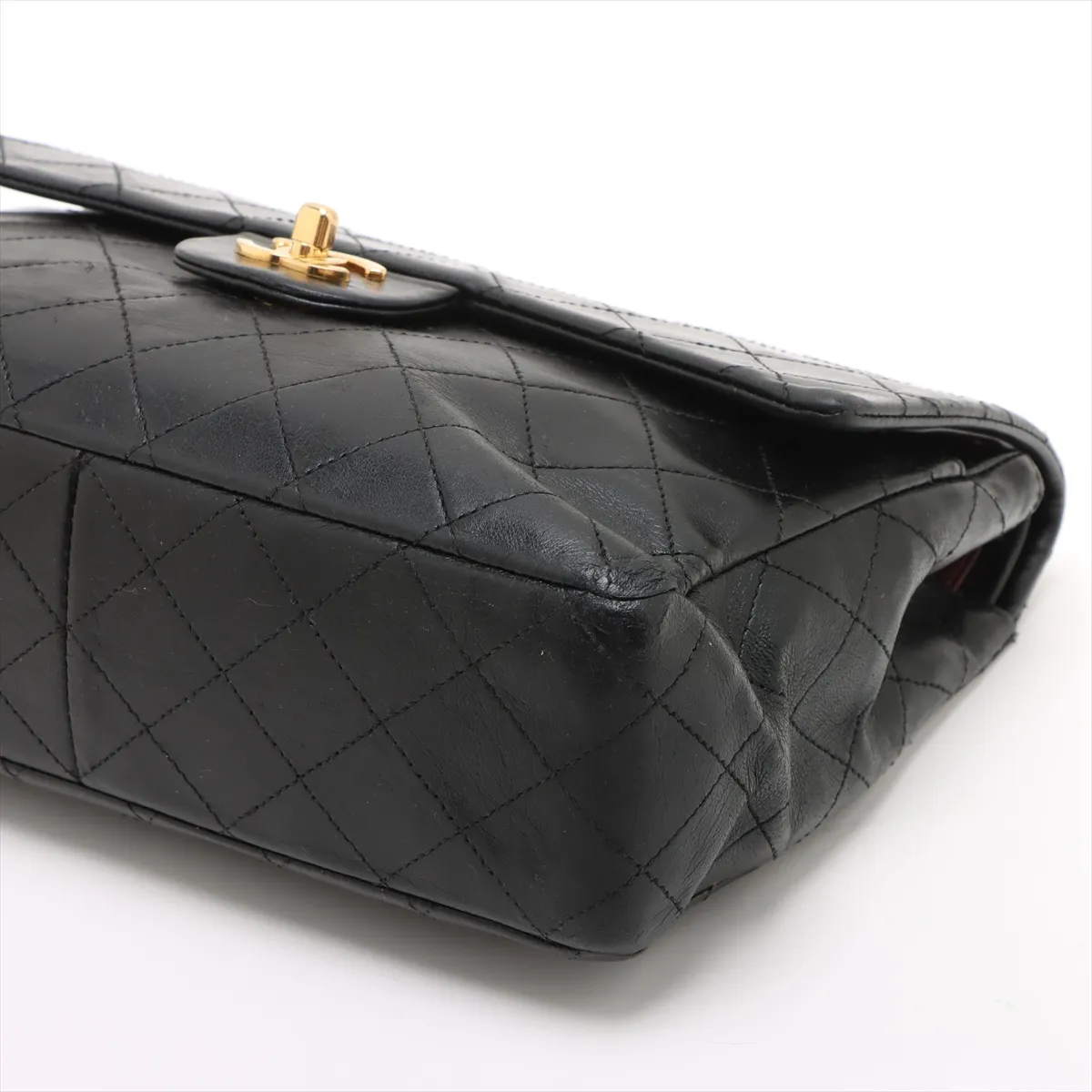 Matelassé Lambskin Double Flap Double Chain Bag, Black with Gold Hardware, Item No. 1416387 — view 3