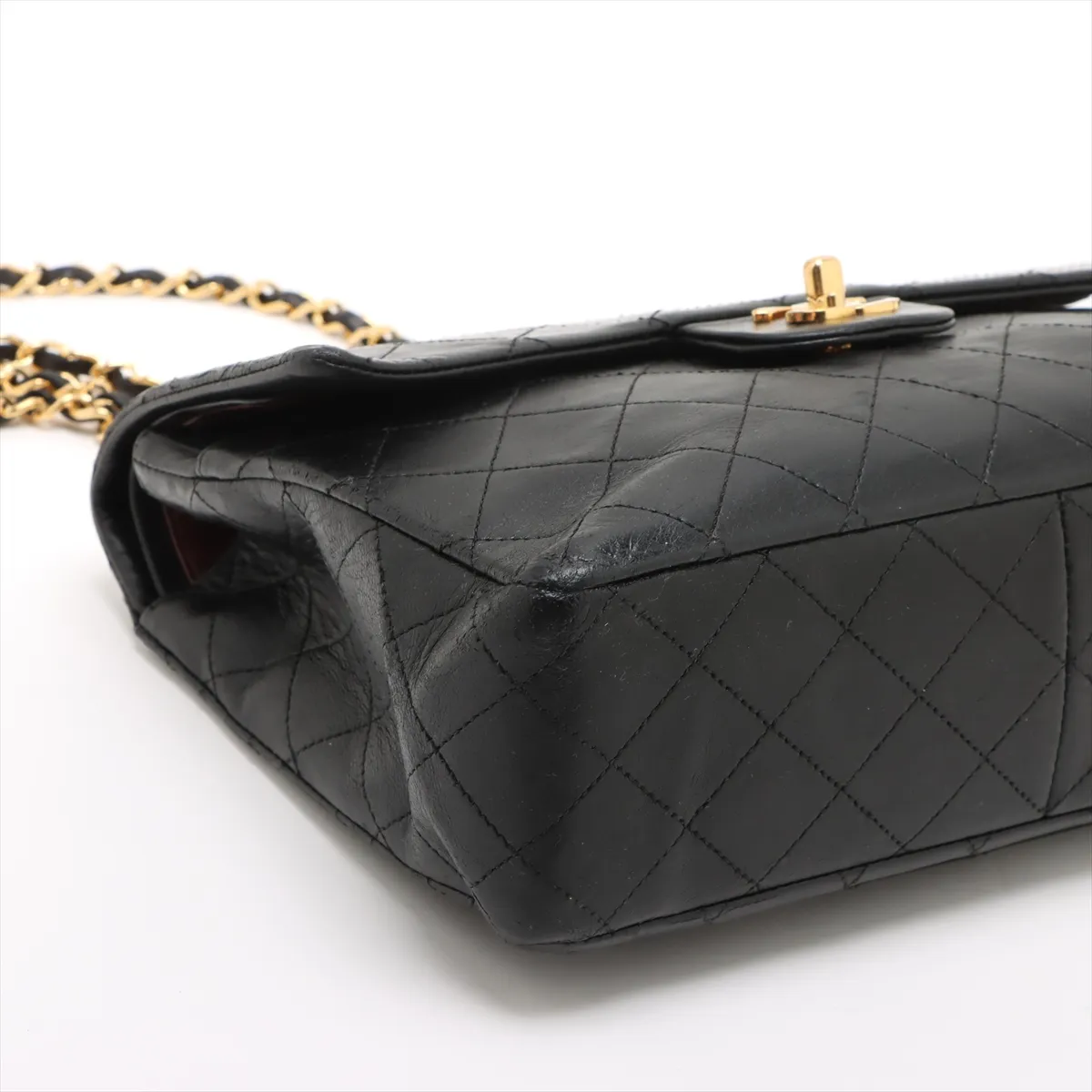 Matelassé Lambskin Double Flap Double Chain Bag, Black with Gold Hardware, Item No. 1416387 — view 4