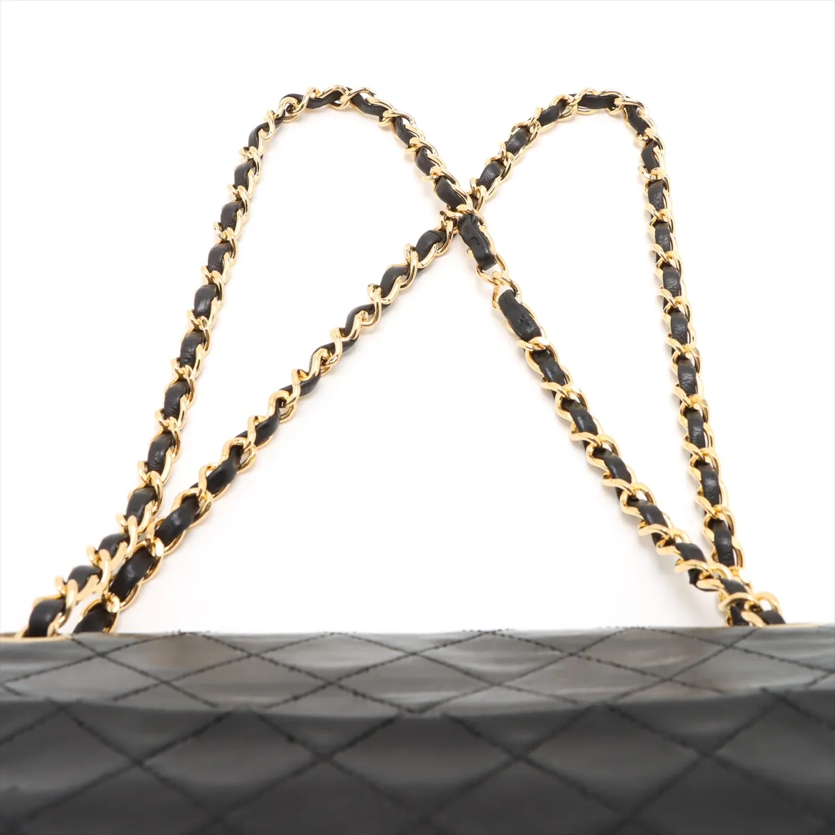 Matelassé Lambskin Double Flap Double Chain Bag, Black with Gold Hardware, Item No. 1416387 — view 6