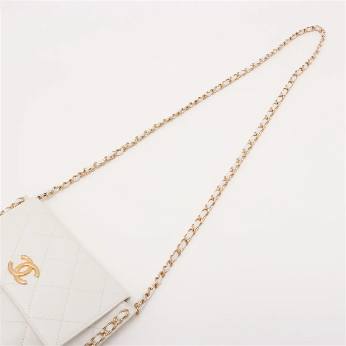 Matelasse Lambskin Chain Shoulder Bag White Gold Hardware 31349839 31s — view 5