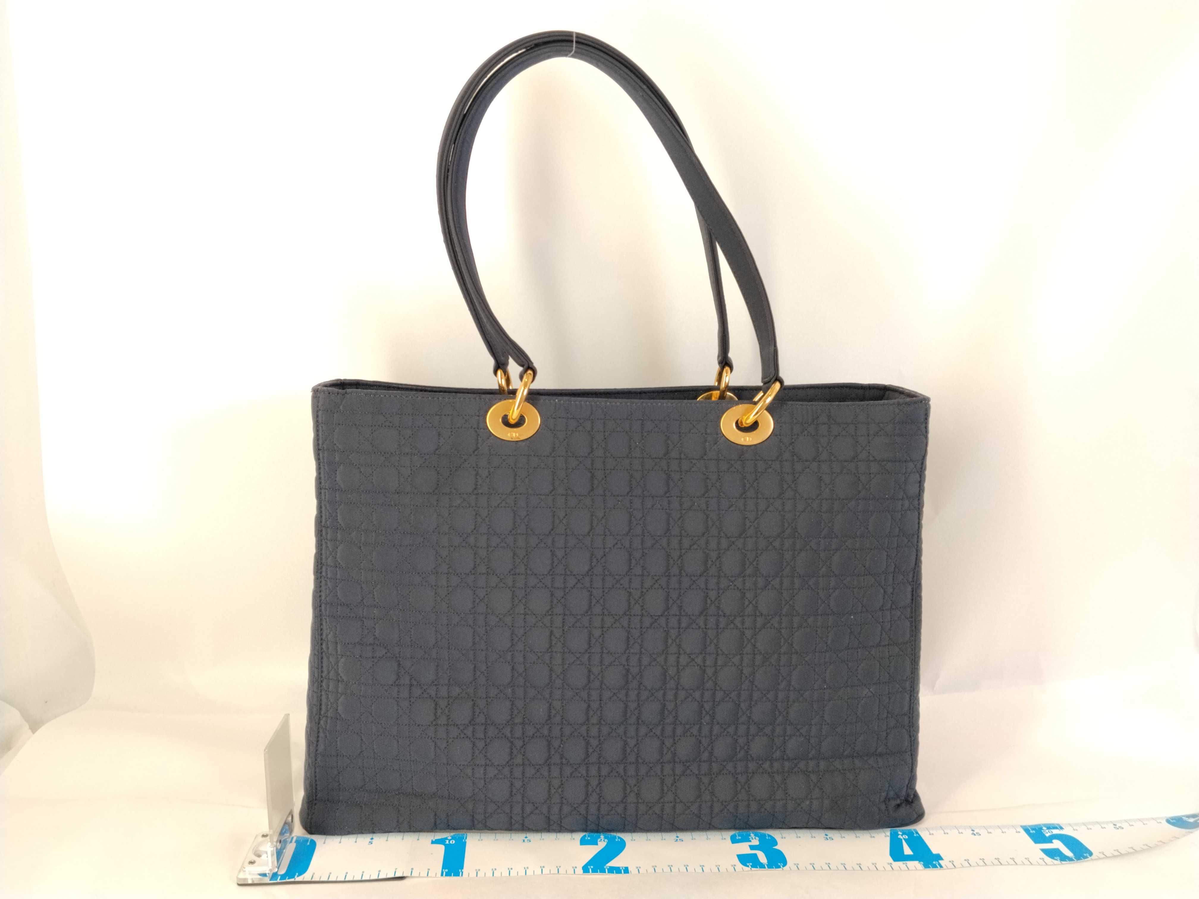Lady Dior Christian Shopping Lady Canvas Navy Handbag — view 2