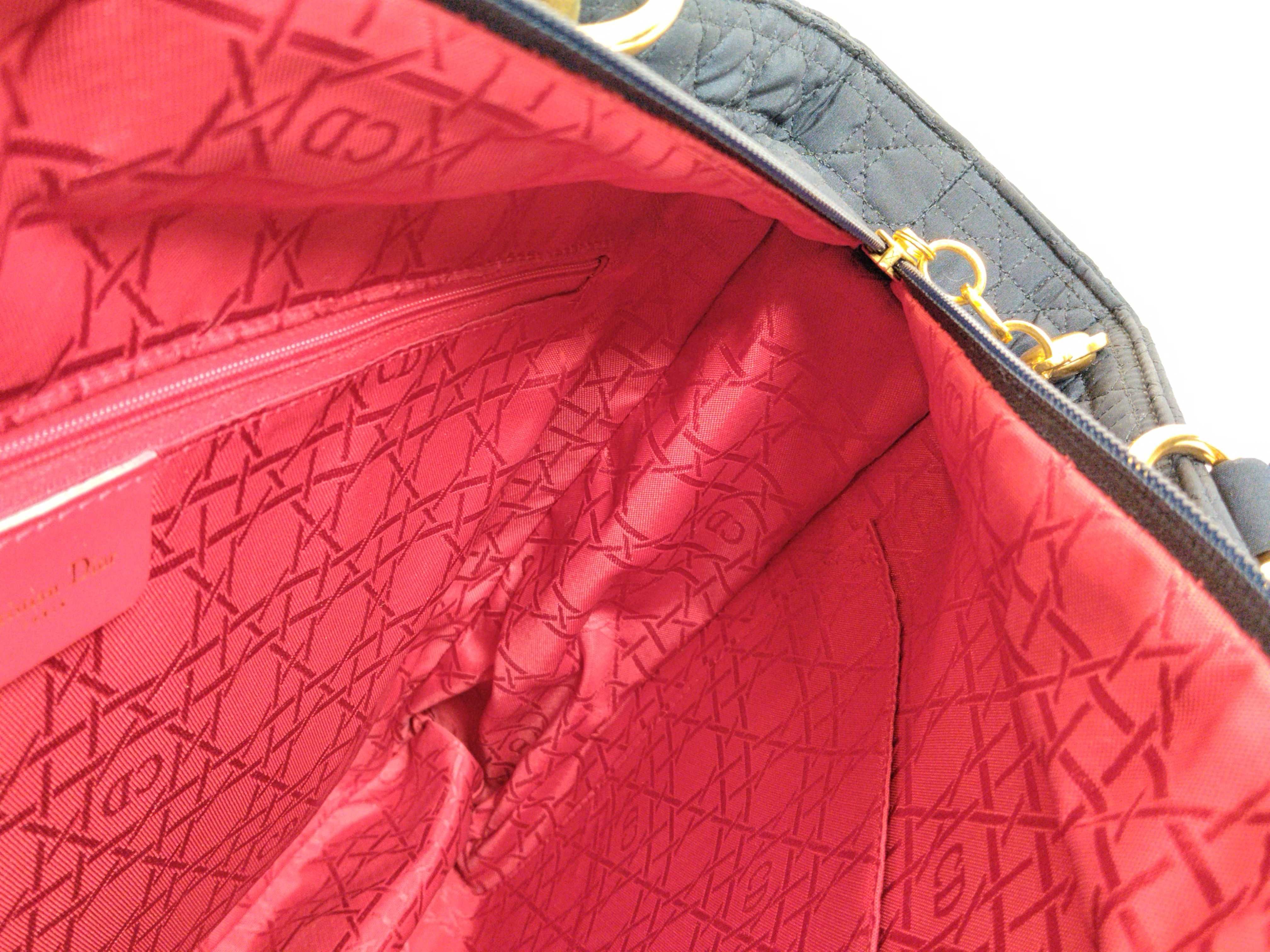 Lady Dior Christian Shopping Lady Canvas Navy Handbag — view 11