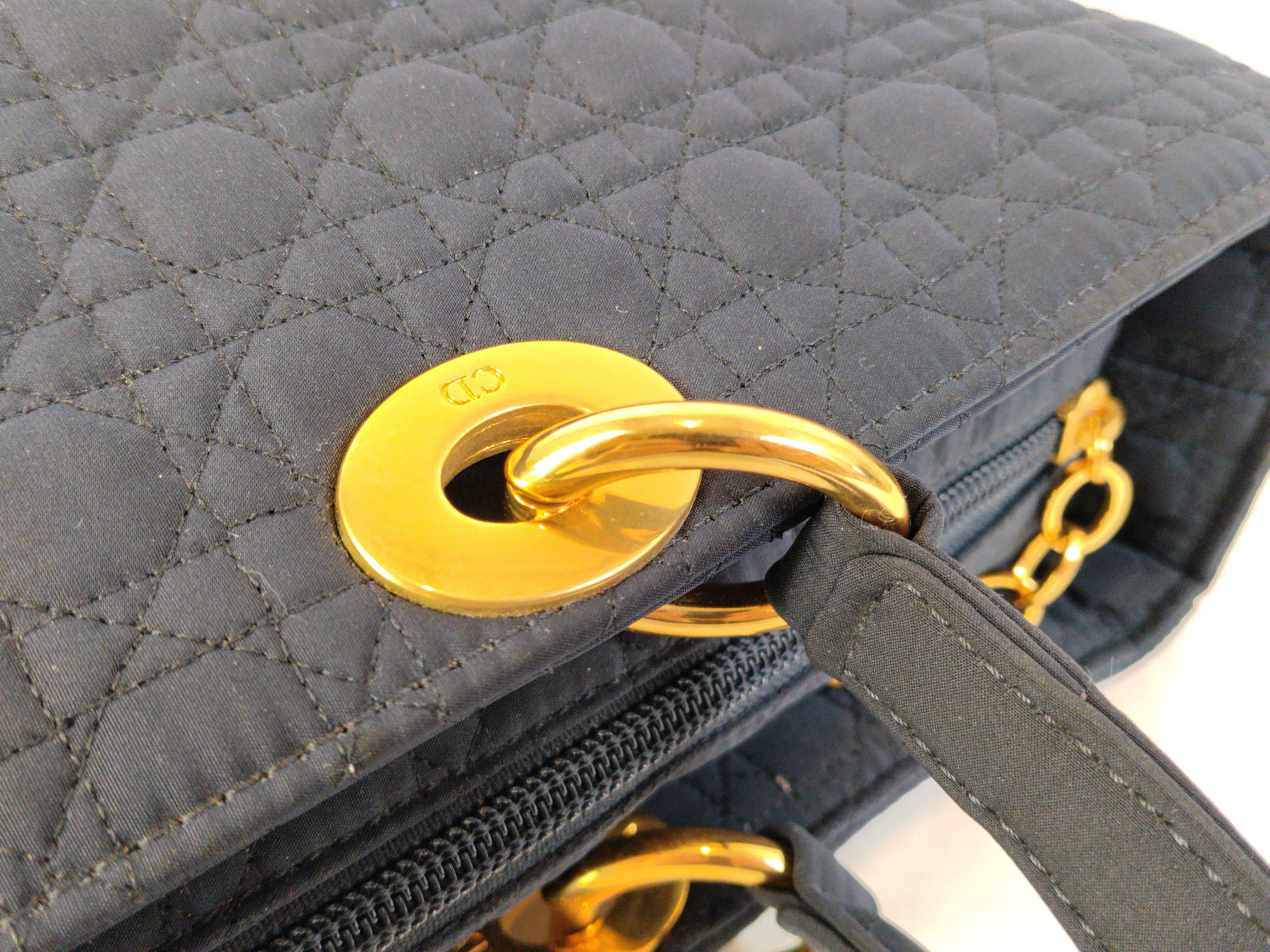 Lady Dior Christian Shopping Lady Canvas Navy Handbag — view 6
