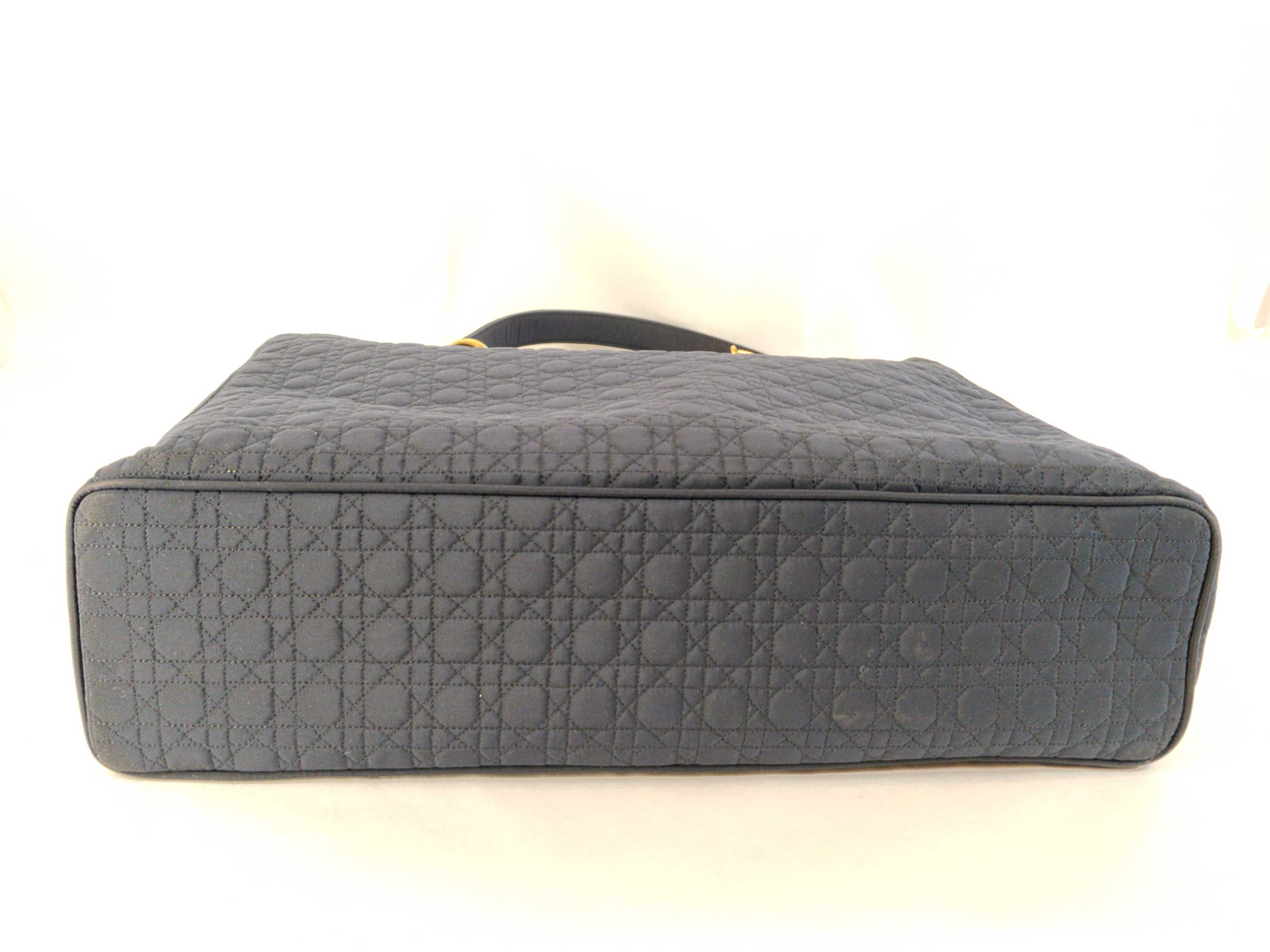Lady Dior Christian Shopping Lady Canvas Navy Handbag — view 8