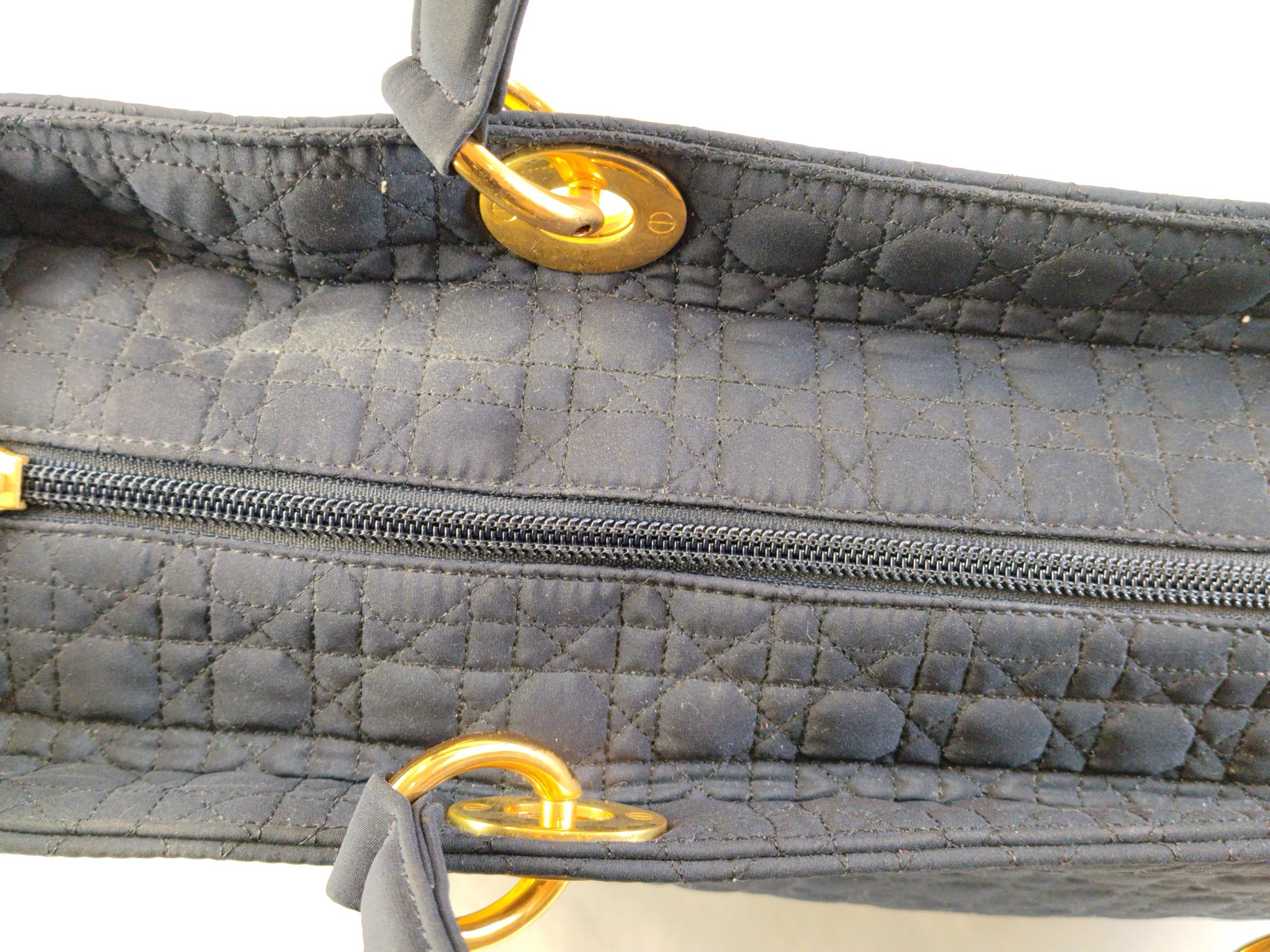 Lady Dior Christian Shopping Lady Canvas Navy Handbag — view 9