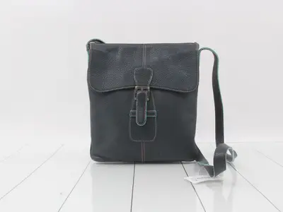 Shoulder bag, blue, leather