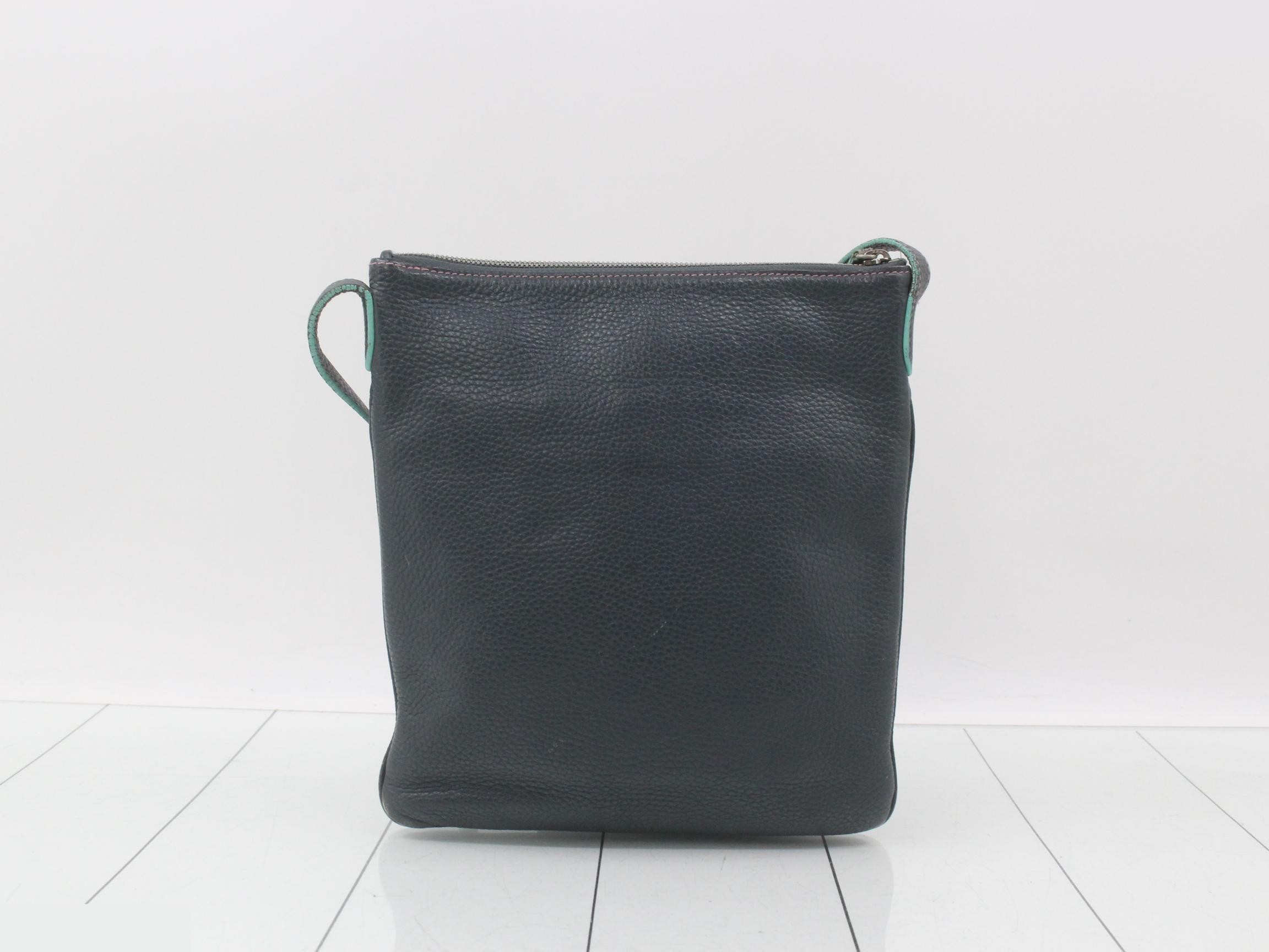 Shoulder bag, blue, leather — view 2